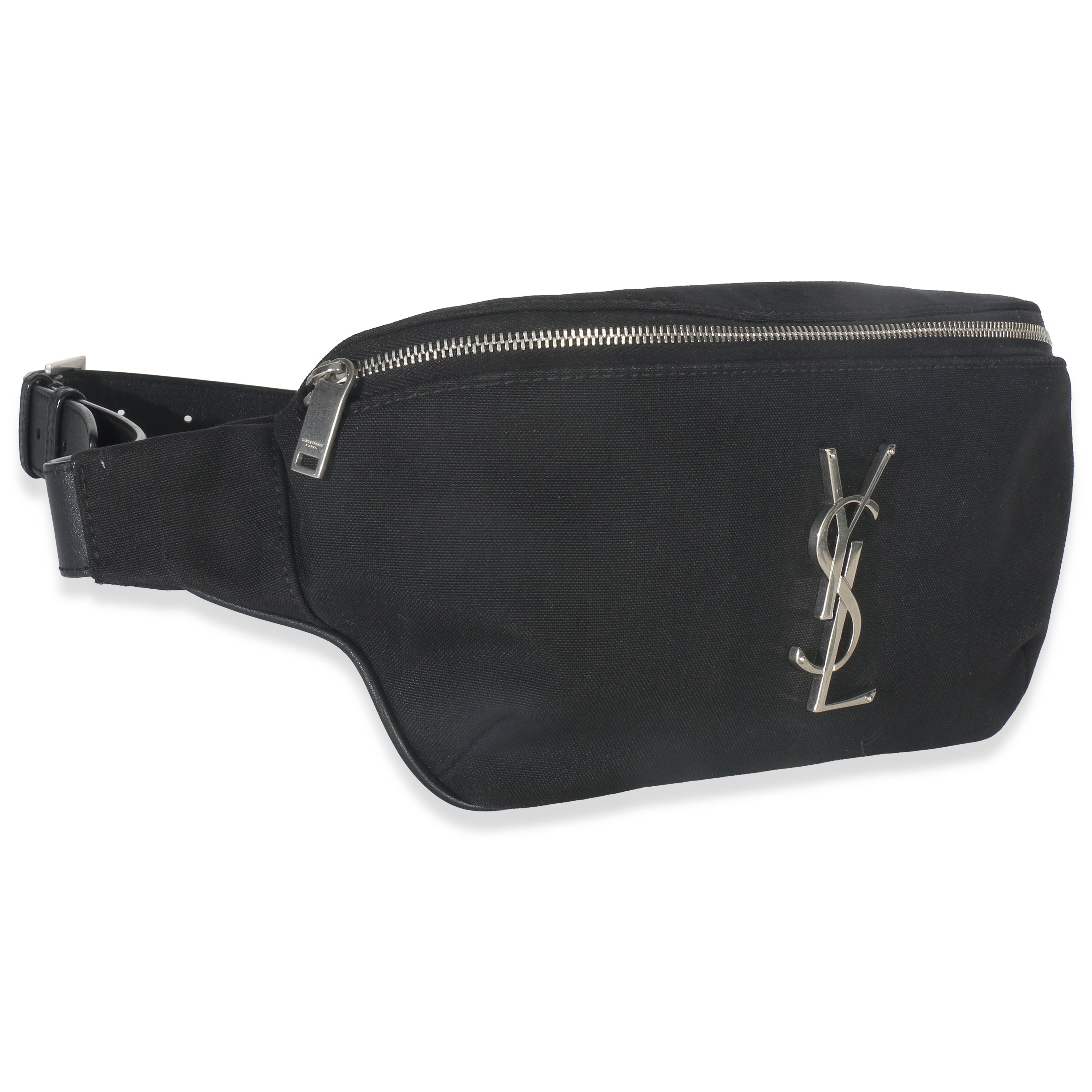 PRE-OWNED Black Canvas Cassandre Classic Belt Bag