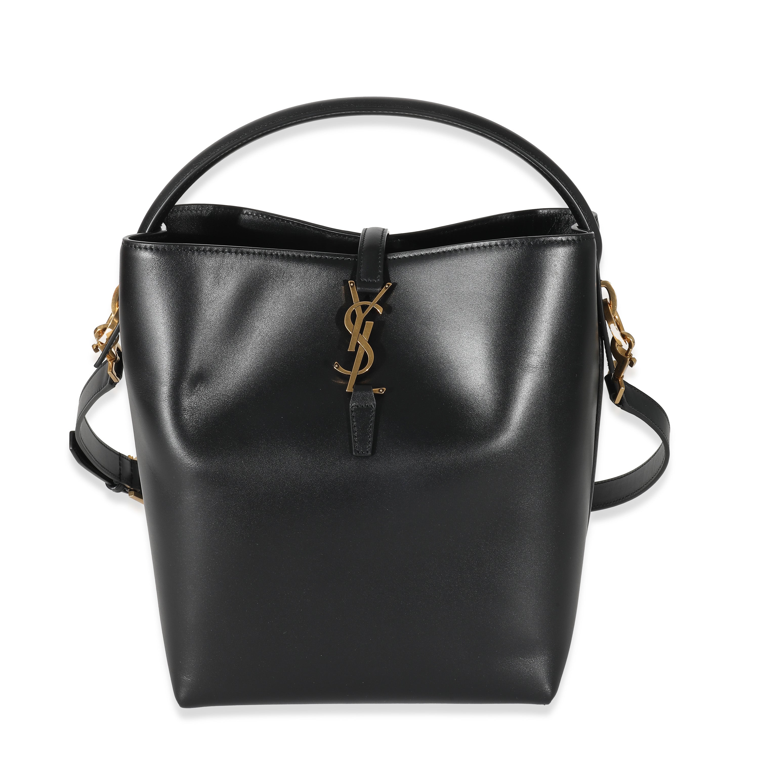 Saint Laurent Black Shiny Calfskin Small Le 37 Bucket Bag Handbag fv