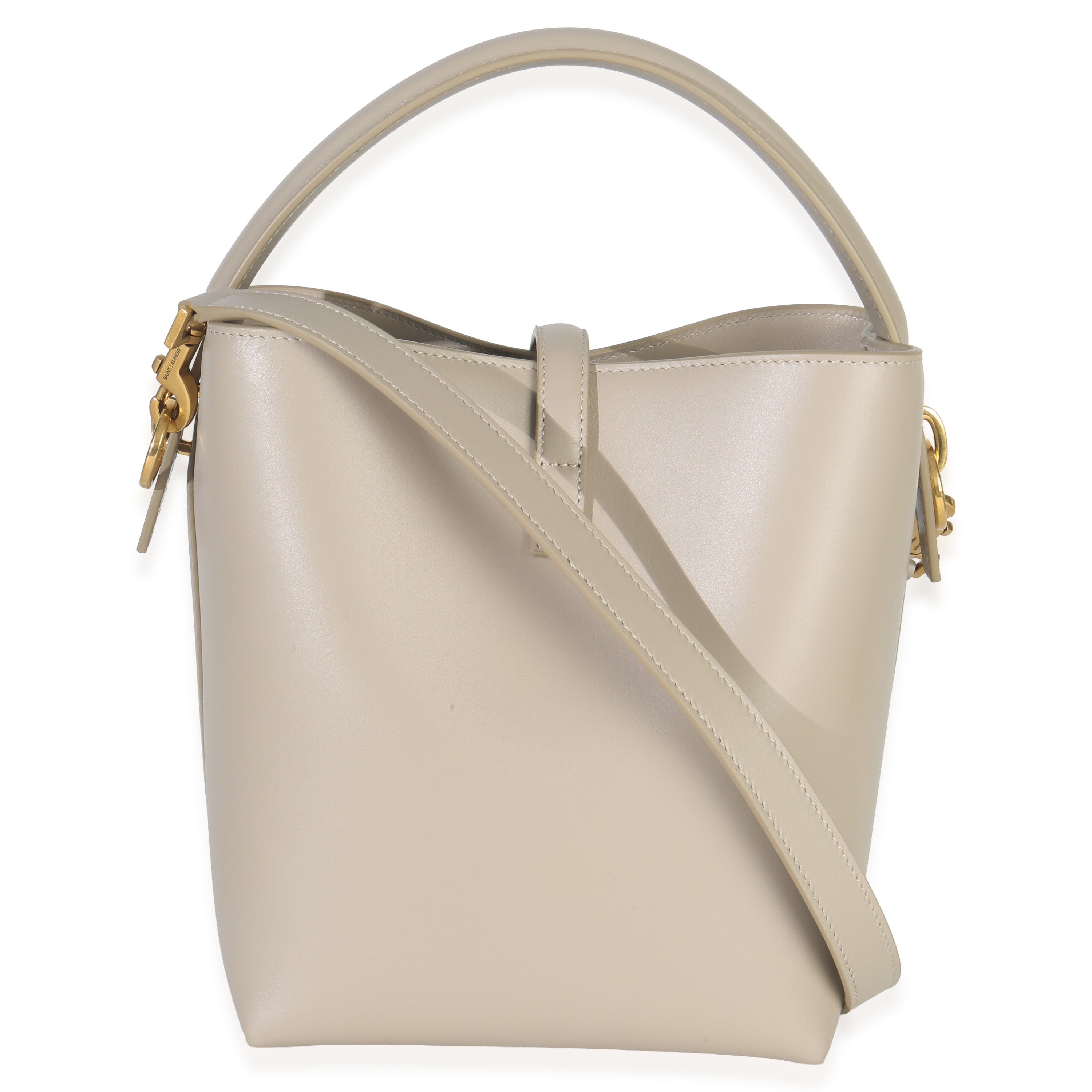 Saint Laurent Beige Calfskin Small Le 37 Bucket Bag Handbag bv