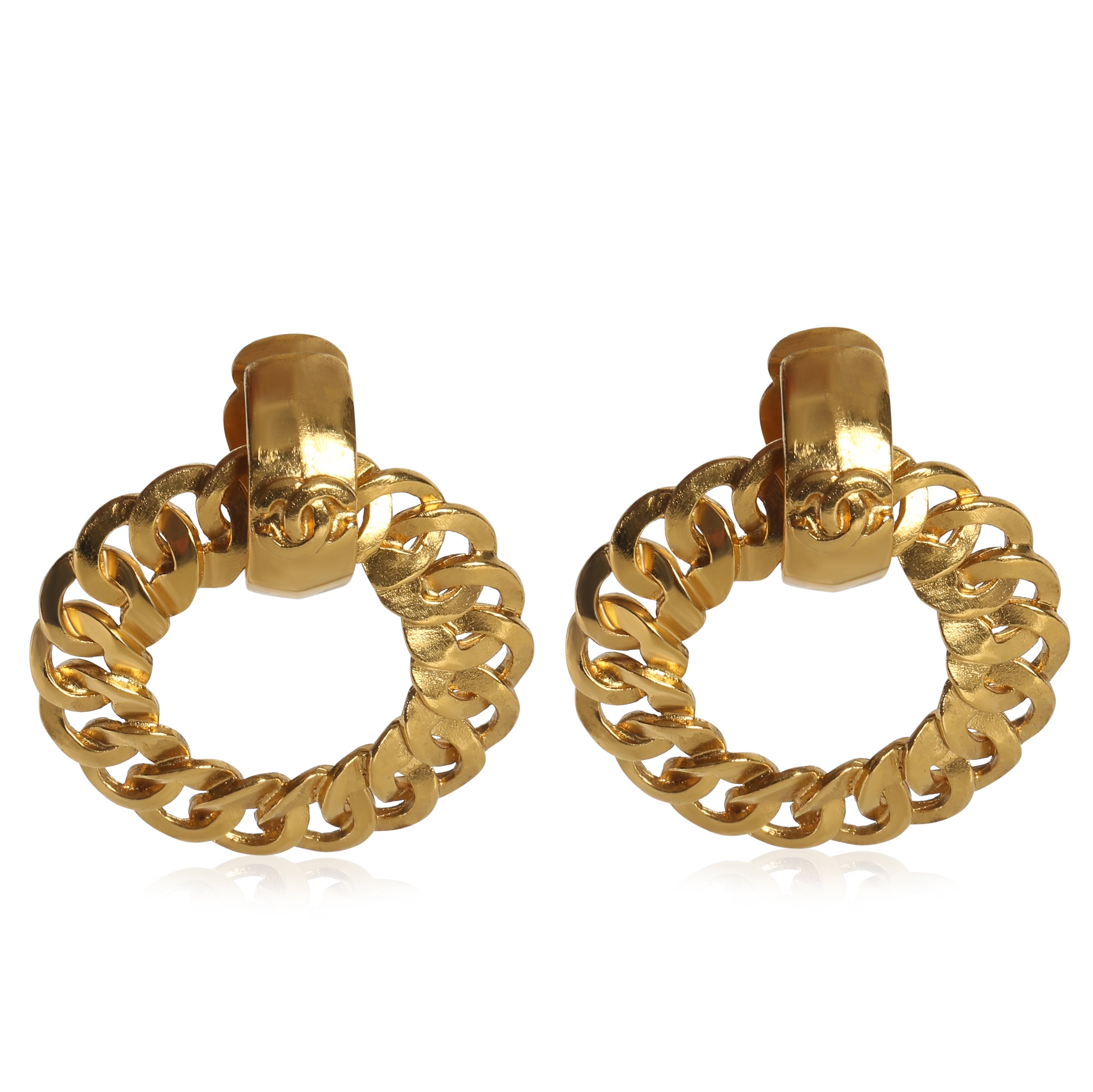 PRE-OWNED Gold-Plated  1996 CC Knocker Earrings