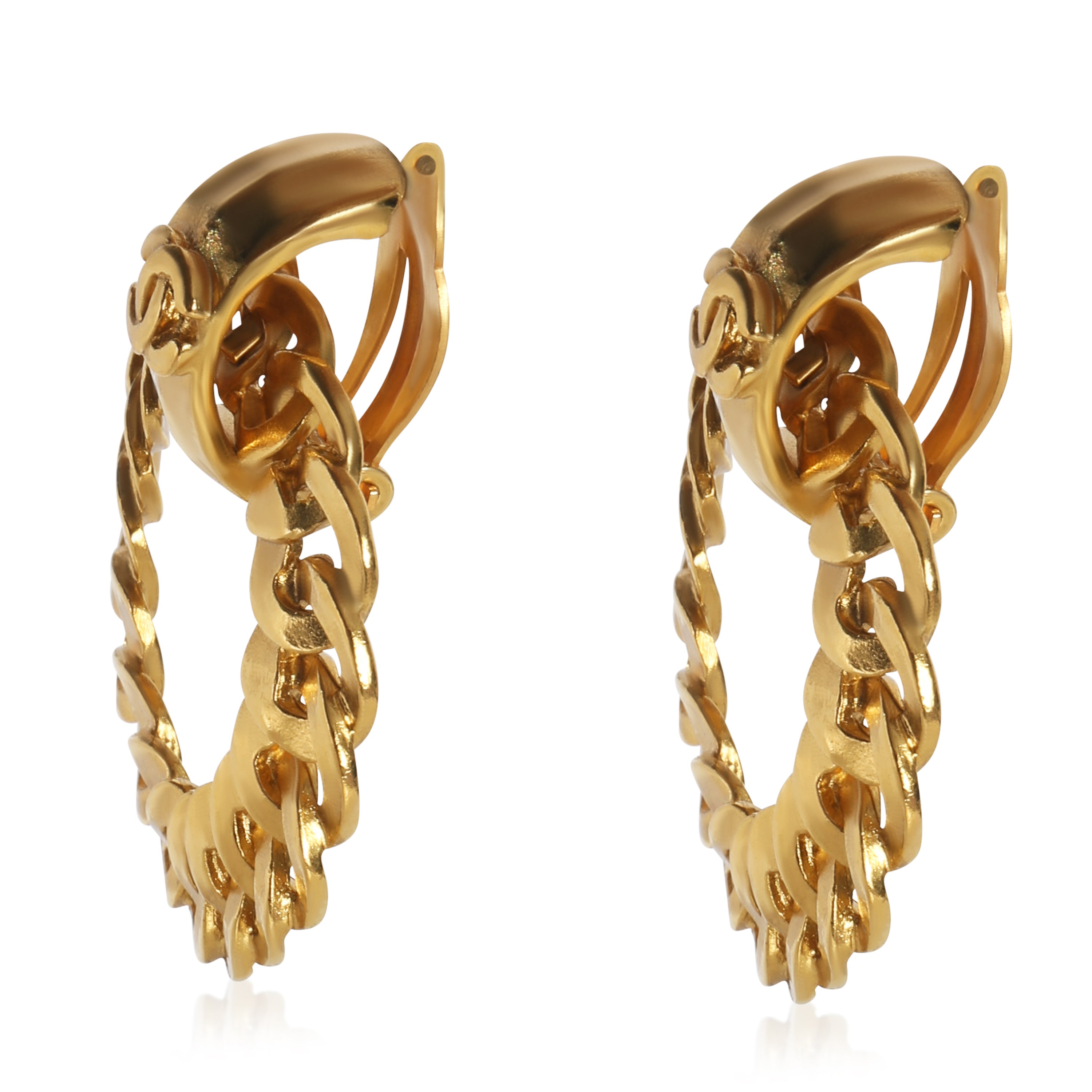 PRE-OWNED Gold-Plated  1996 CC Knocker Earrings