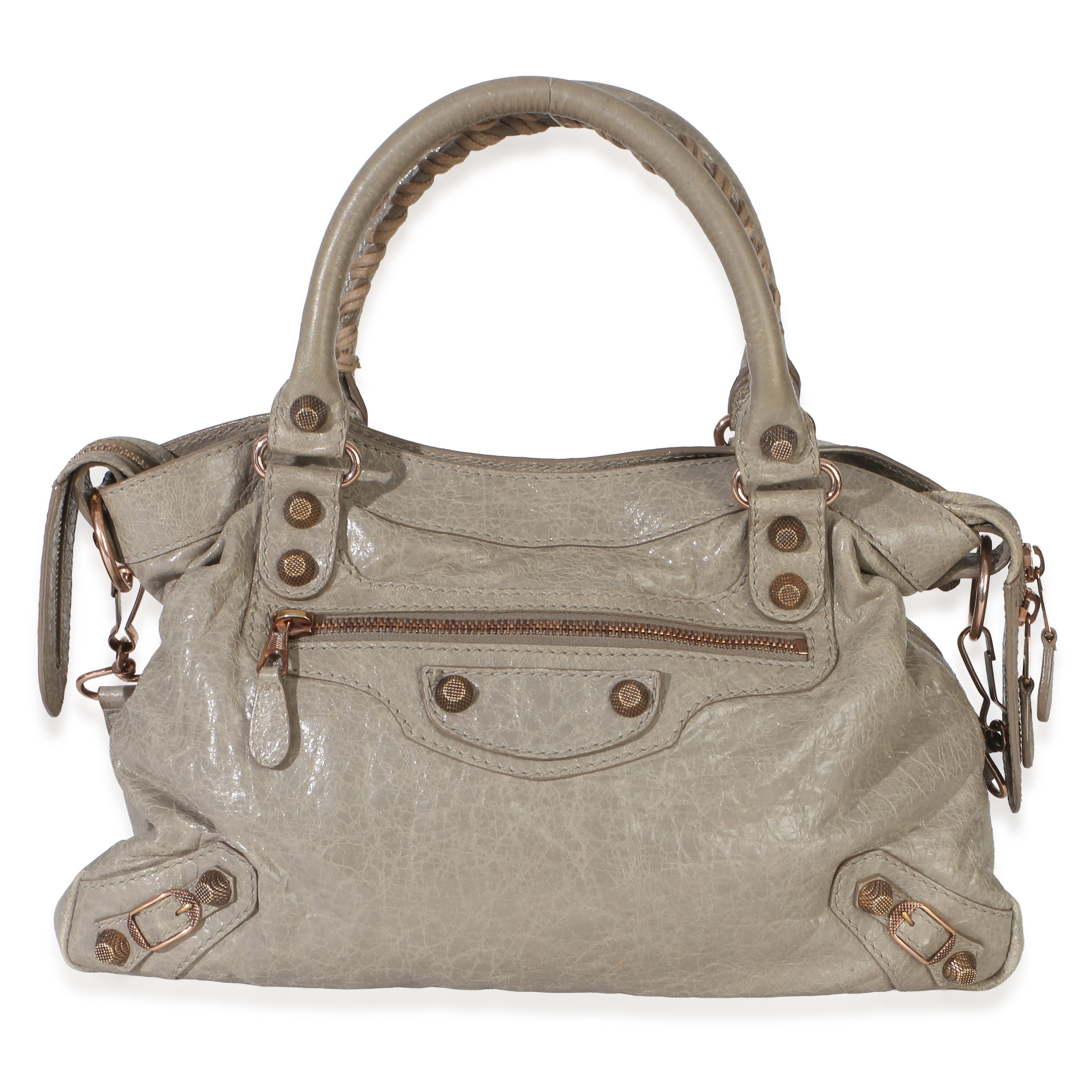 Balenciaga Light Grey Agneau Rose Gold Hardware Giant 12 Town Bag Handbag fv