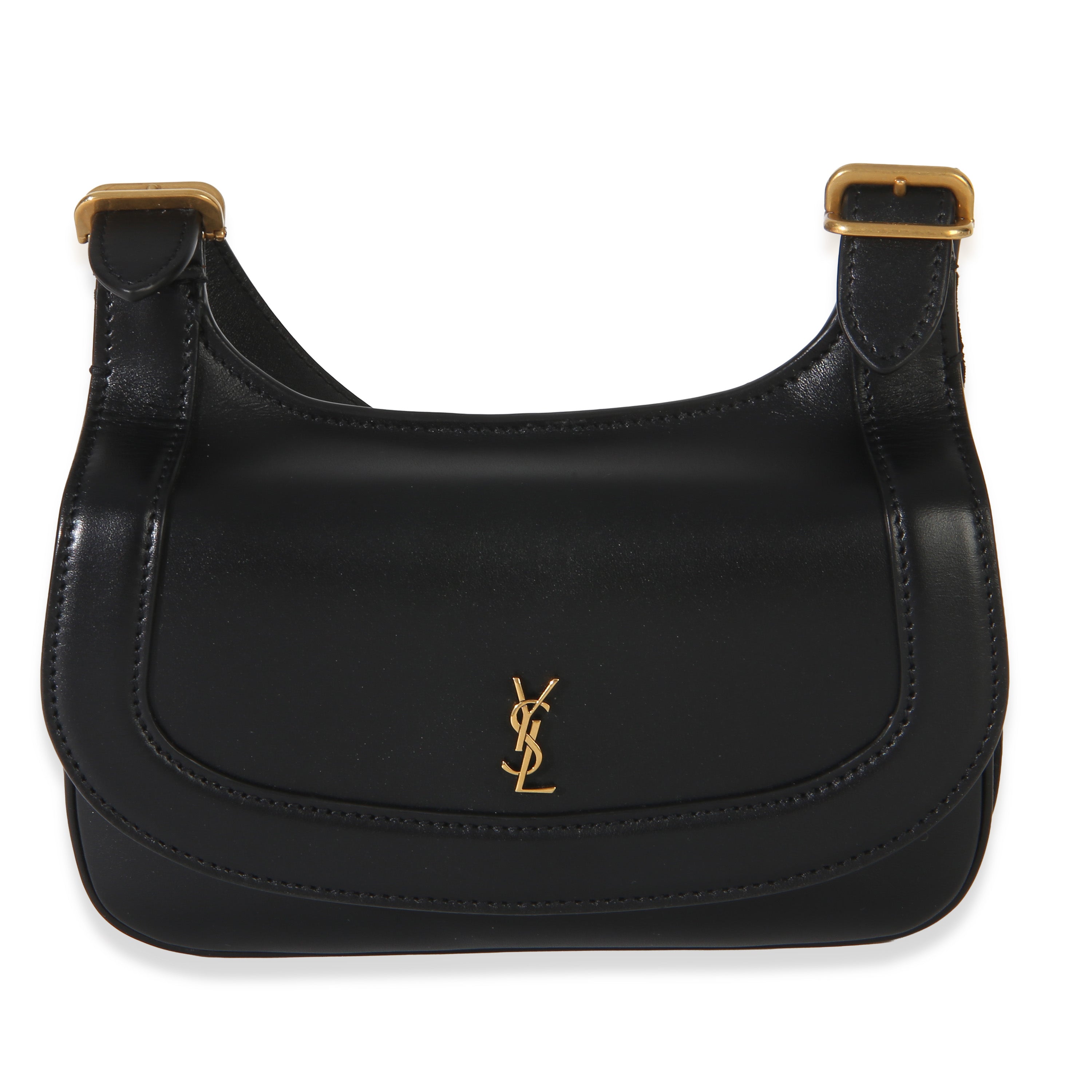 Saint Laurent Black Smooth Calfskin Small Charlie Shoulder Bag Handbag id