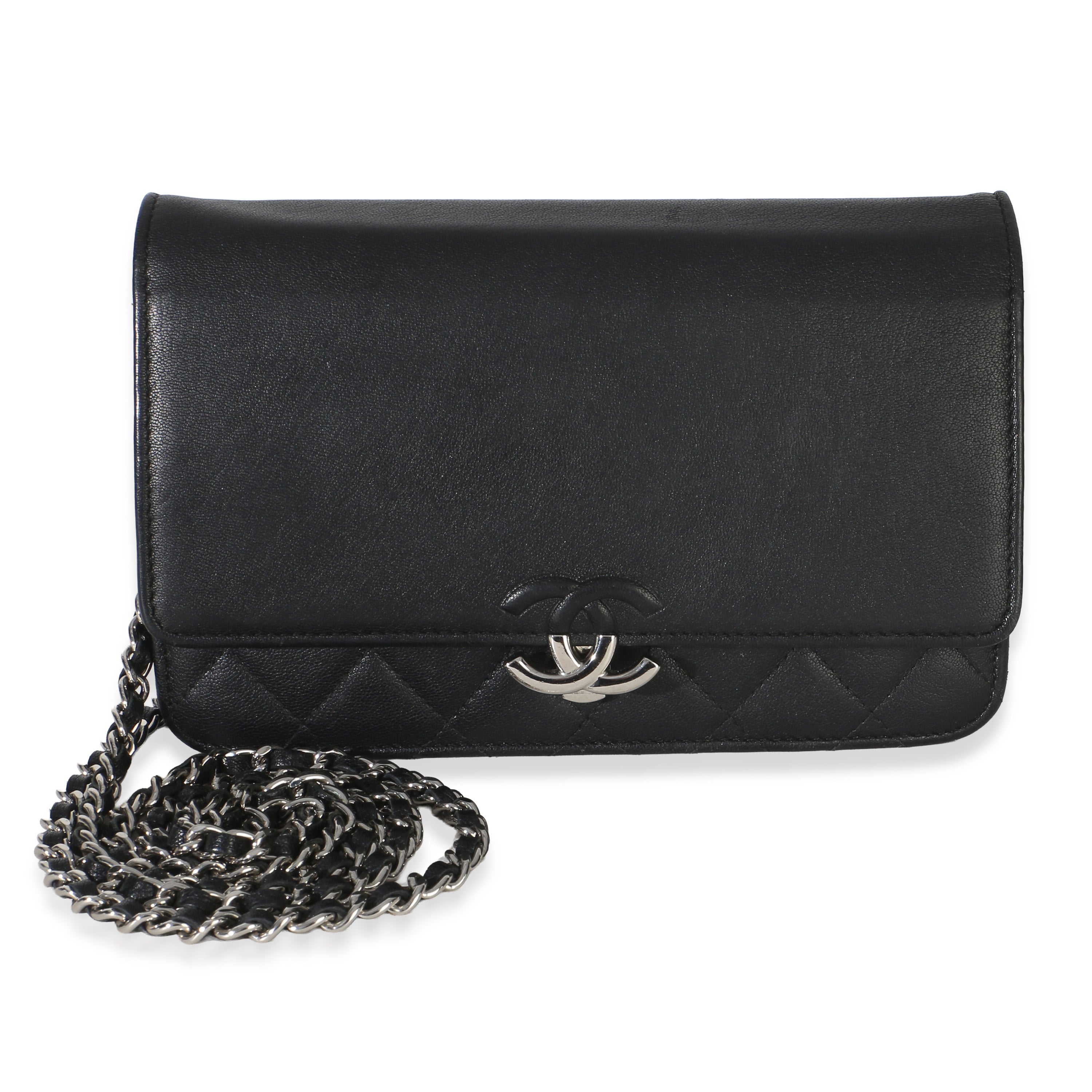 Chanel Black Quilted Grained Calfskin CC Box Wallet On Chain Handbag id