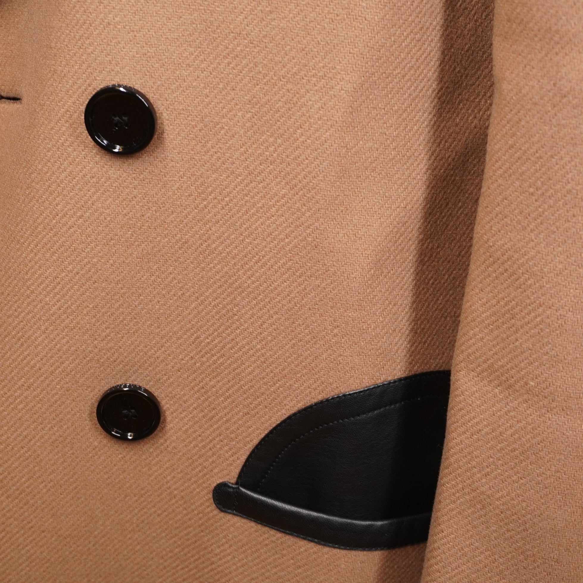 PRE-OWNED Burberry Lambskin Trim Wool Cashmere Blend Tailored Coat