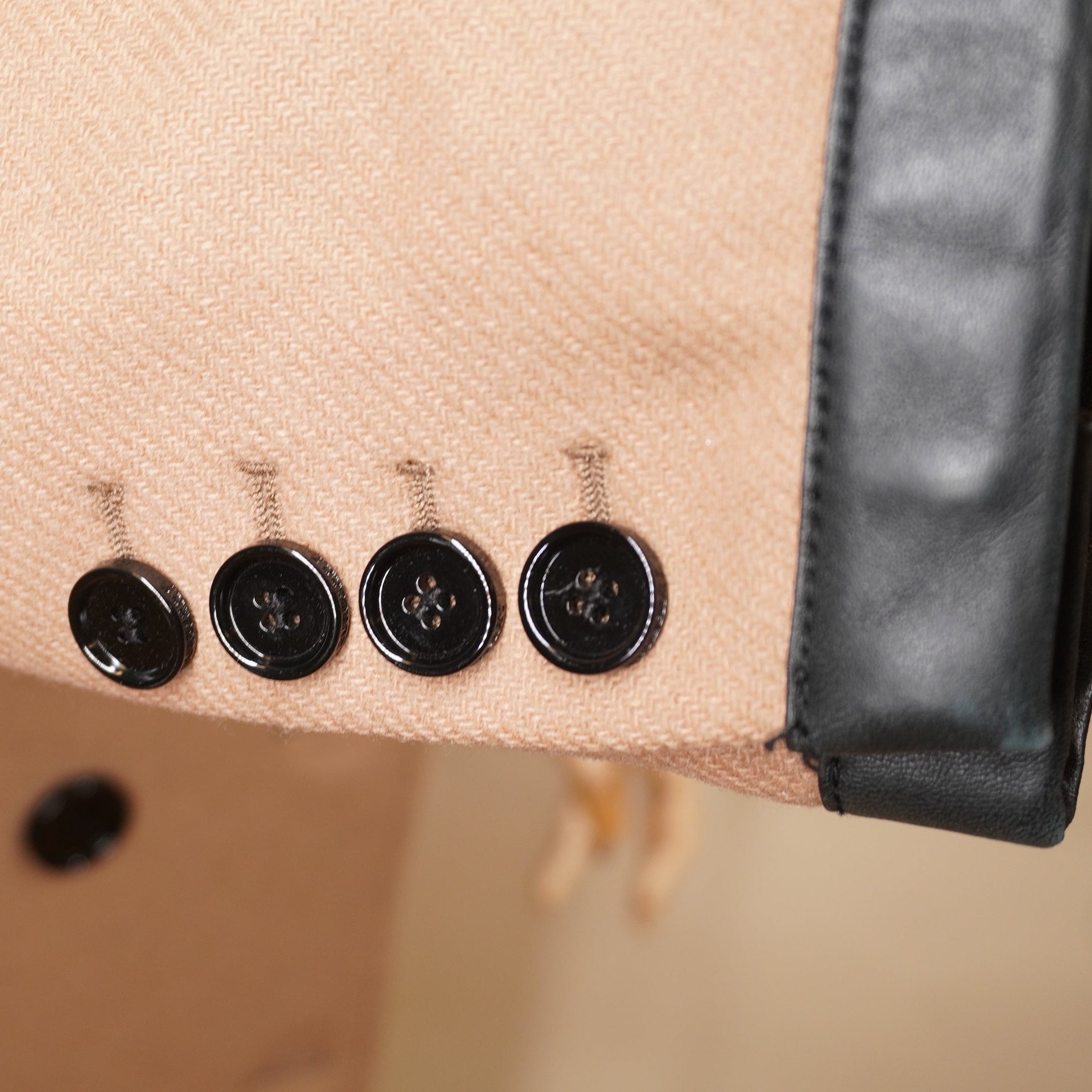 PRE-OWNED Burberry Lambskin Trim Wool Cashmere Blend Tailored Coat
