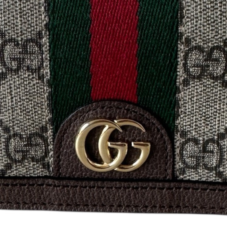 Cartera corta de lona GG Ophidia de segunda mano