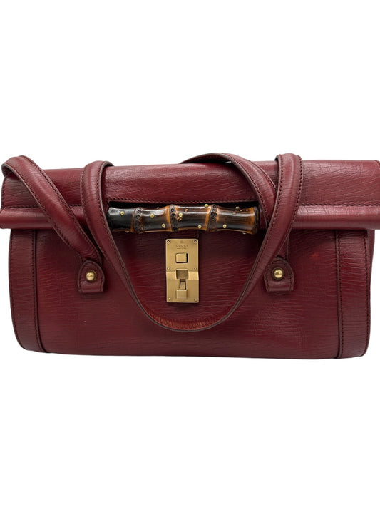 GUCCI - Monogram Bamboo Bullet Bag Red Shoulder Bag