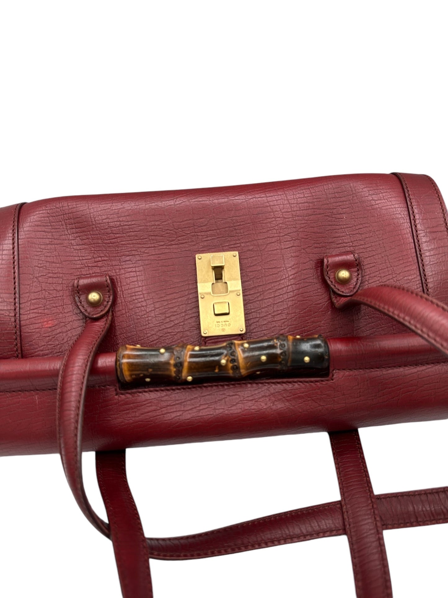 GUCCI - Monogram Bamboo Bullet Bag Red Shoulder Bag