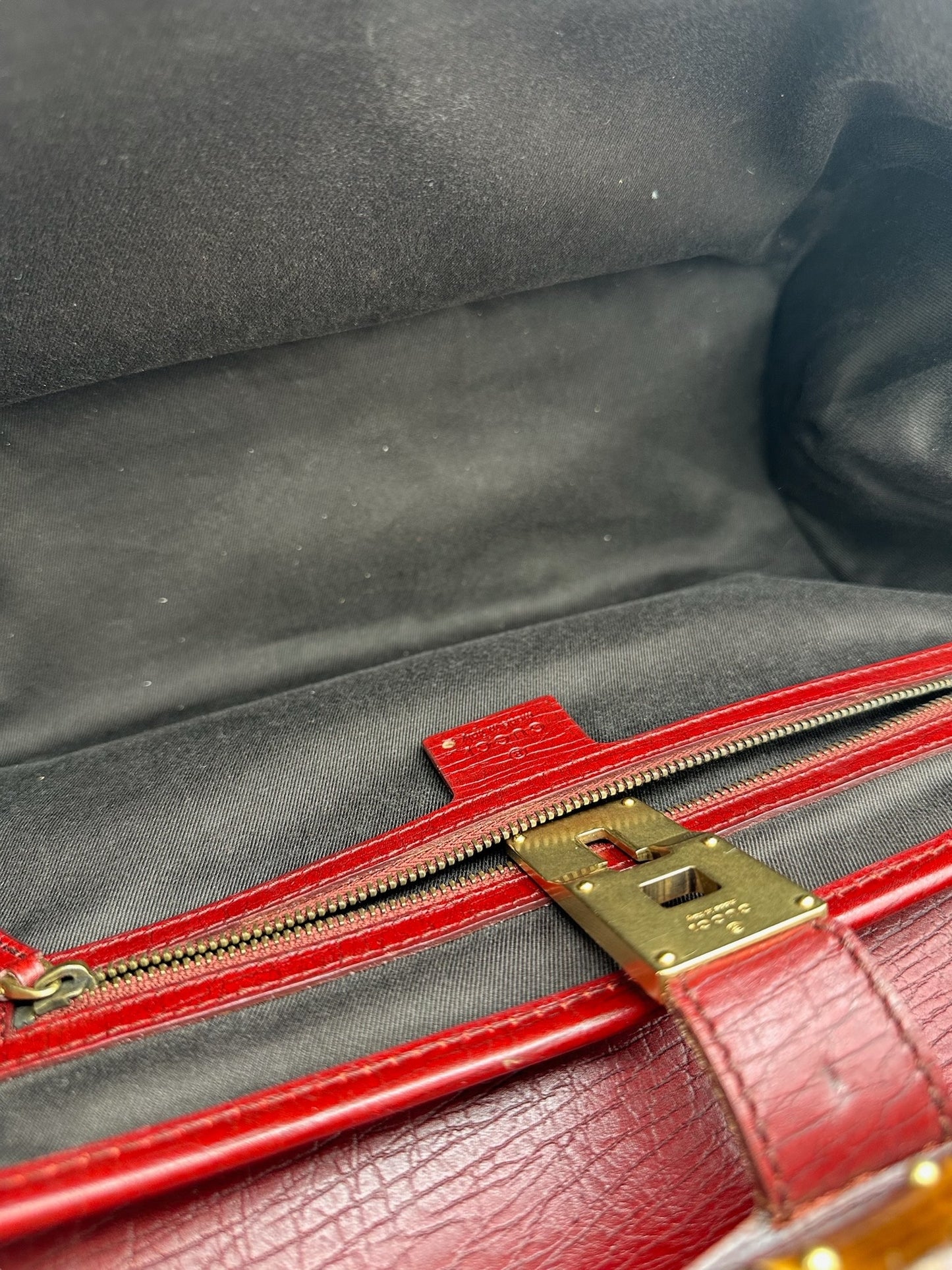 GUCCI - Monogram Bamboo Bullet Bag Red Shoulder Bag