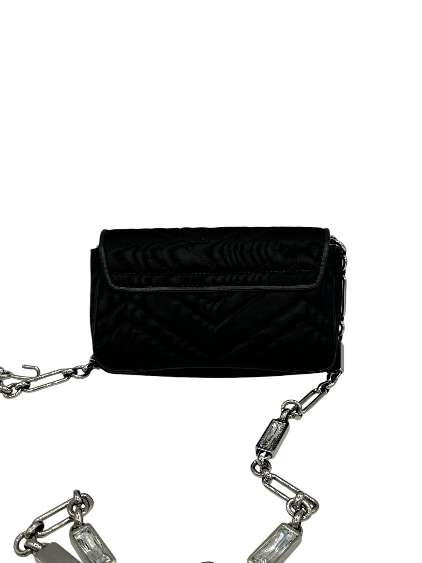 GUCCI - Black Moire Fabric Crystal Supermini GG Marmont Shoulder Bag