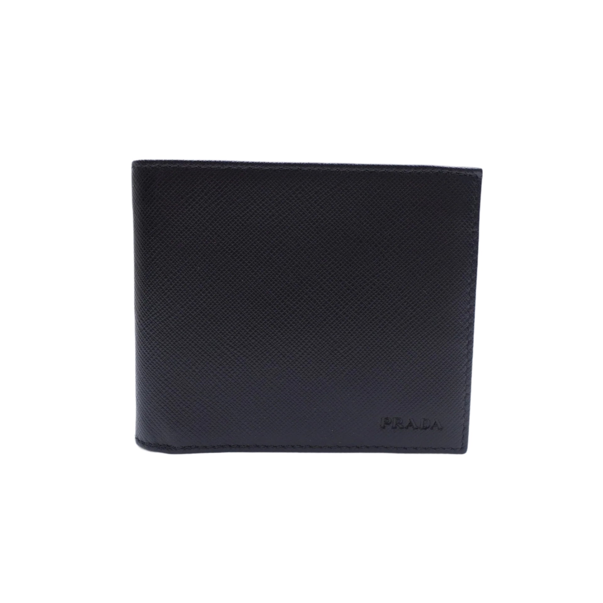 PRE-OWNED Black Saffiano Leather Bifold Wallet