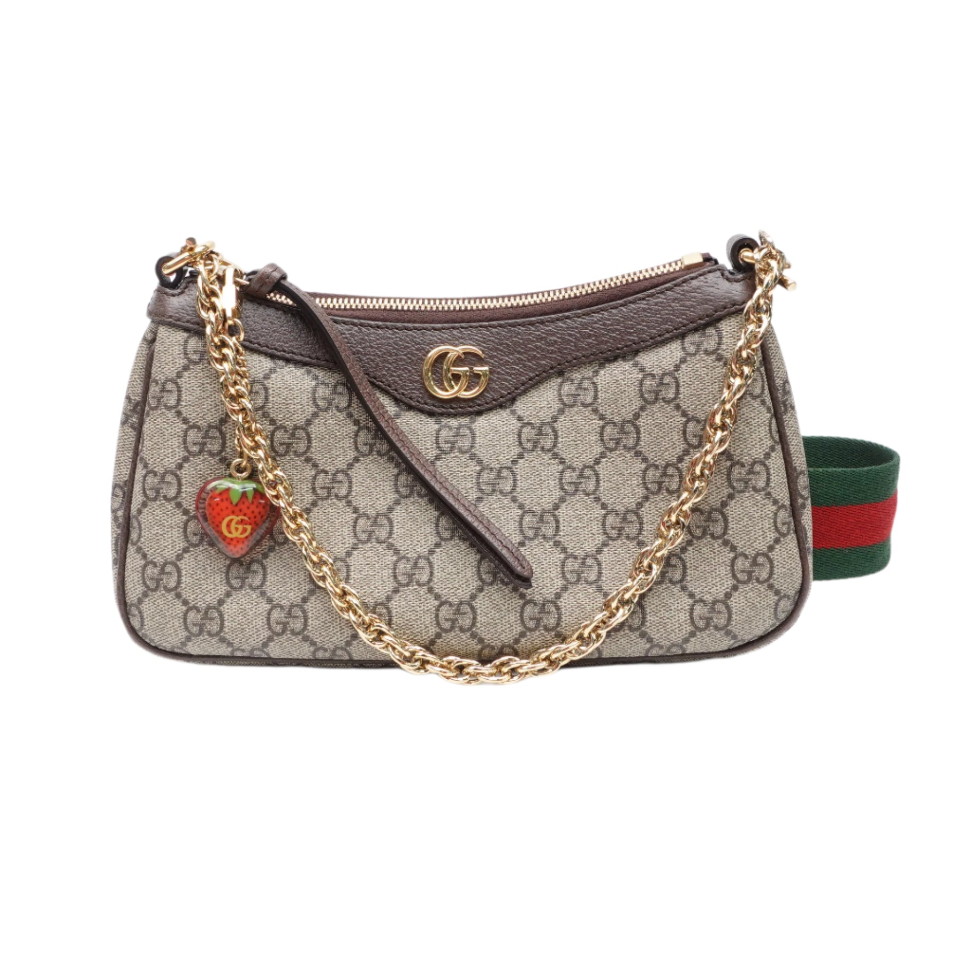Bolso bandolera pequeño Ophidia con monograma GG Supreme texturizado de piel de becerro con tribanda en forma de dólar, de segunda mano