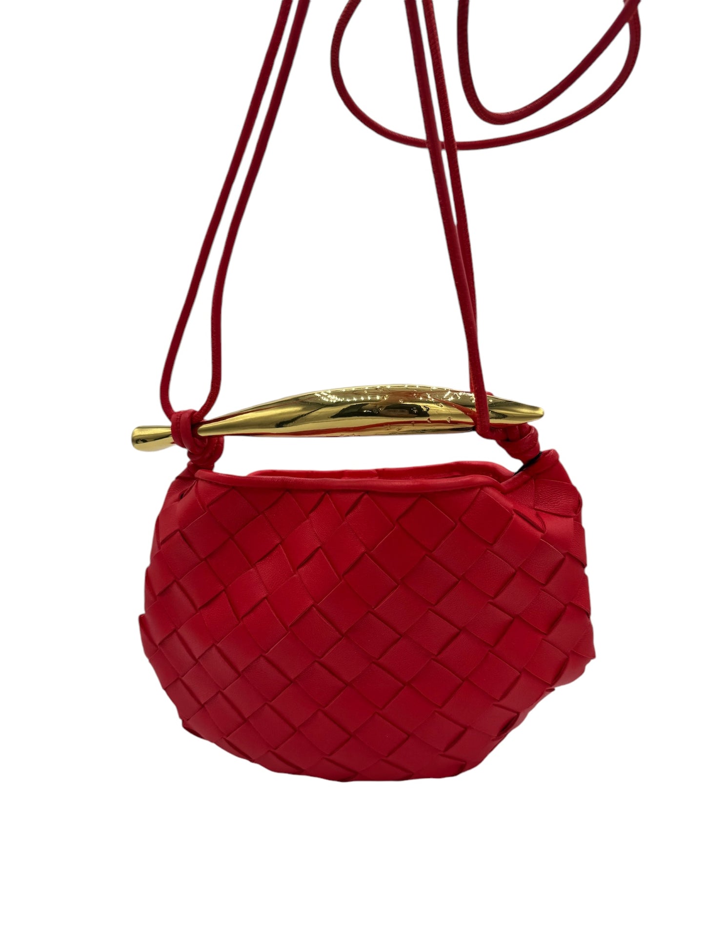 PRE-OWNED Red Nappa Intrecciato Mini Sardine Vernis Crossbody Bag