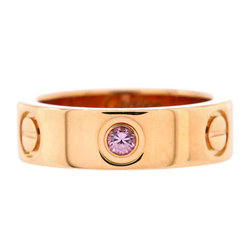 CARTIER - Love Band 1 Sapphire Ring 18K Rose Gold with Pink Sapphire