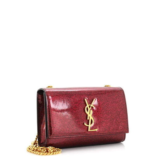 SAINT LAURENT - Classic Monogram Crossbody Bag Glitter Patent Small