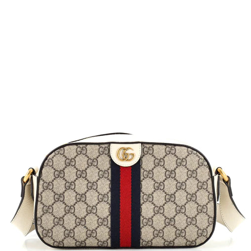 GUCCI - Bolso de hombro Ophidia Camera de lona revestida con GG, pequeño