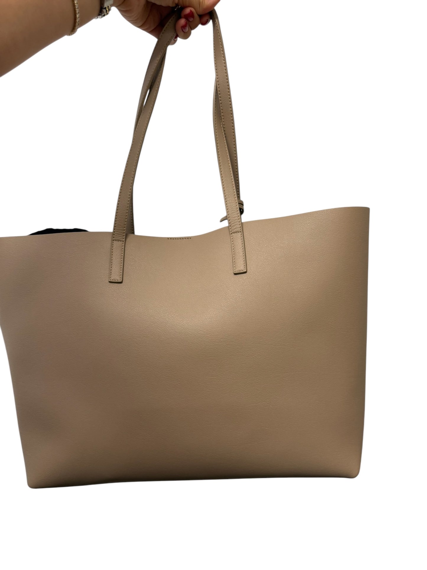 PRE-OWNED Dark Beige Calfskin East West Shopping Tote