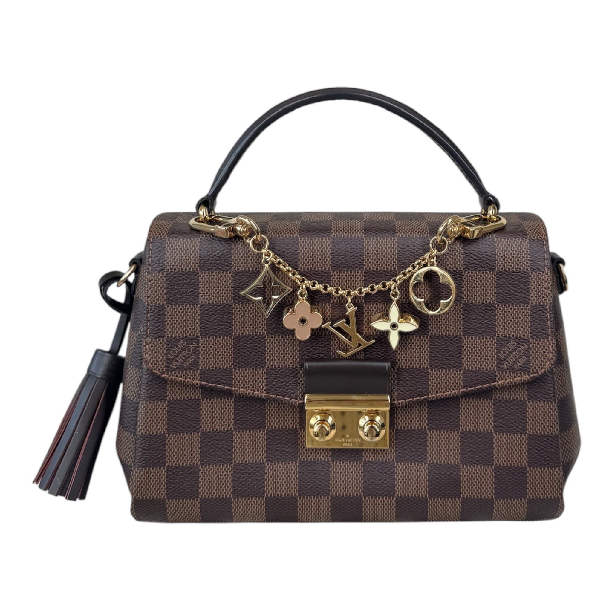 PRE-OWNED LV Damier Ebene Canvas Croisette Shoulder Bag