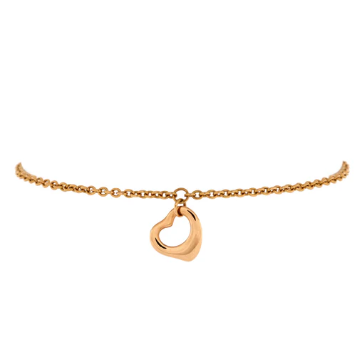 PRE-OWNED 18K Rose Gold Elsa Peretti Diamonds by the Yard Open Heart Bracelet