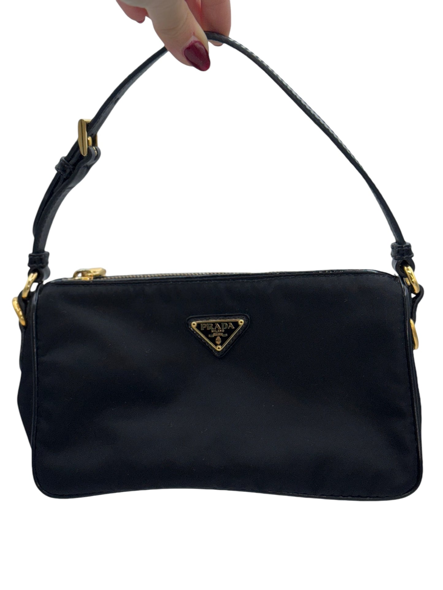 Bolso de hombro de nailon Tessuto negro USADO