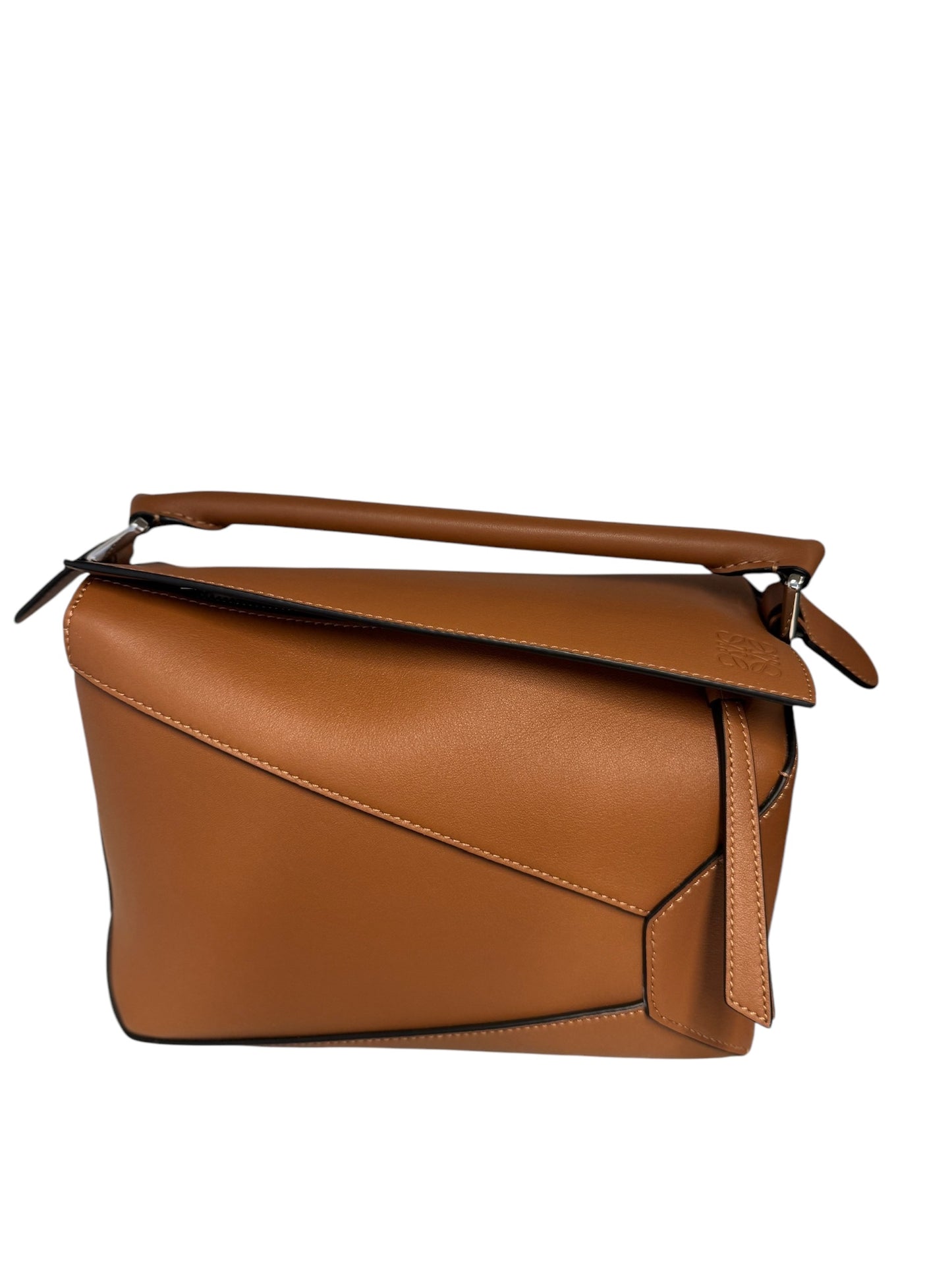 PRE-OWNED Tan Calfskin Small Puzzle Bag