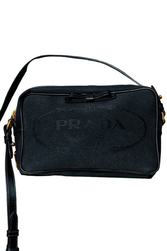PRADA - Ribbon Canvas Leather Crossbody Shoulder Bag