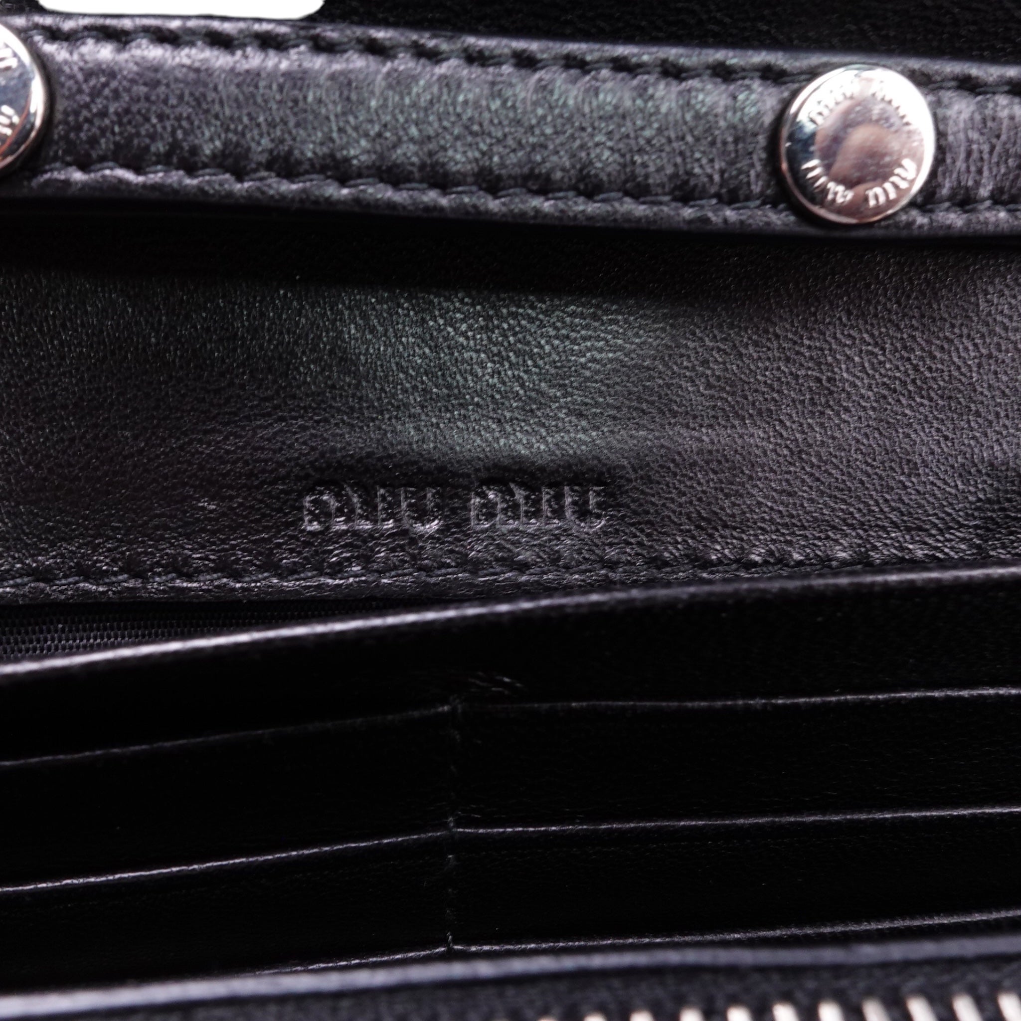 PRE-OWNED Black Nappa Leather Crystal Wallet on Chain