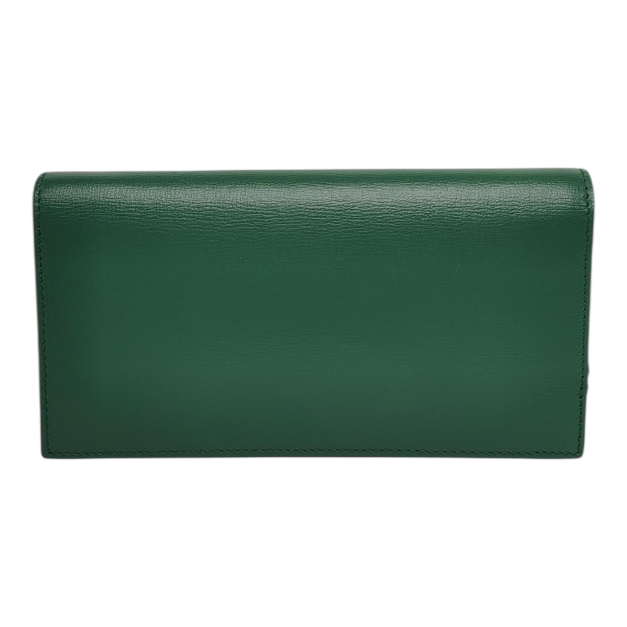 Cartera con cadena GG de cuero verde monocromático con detalles de caballo de segunda mano