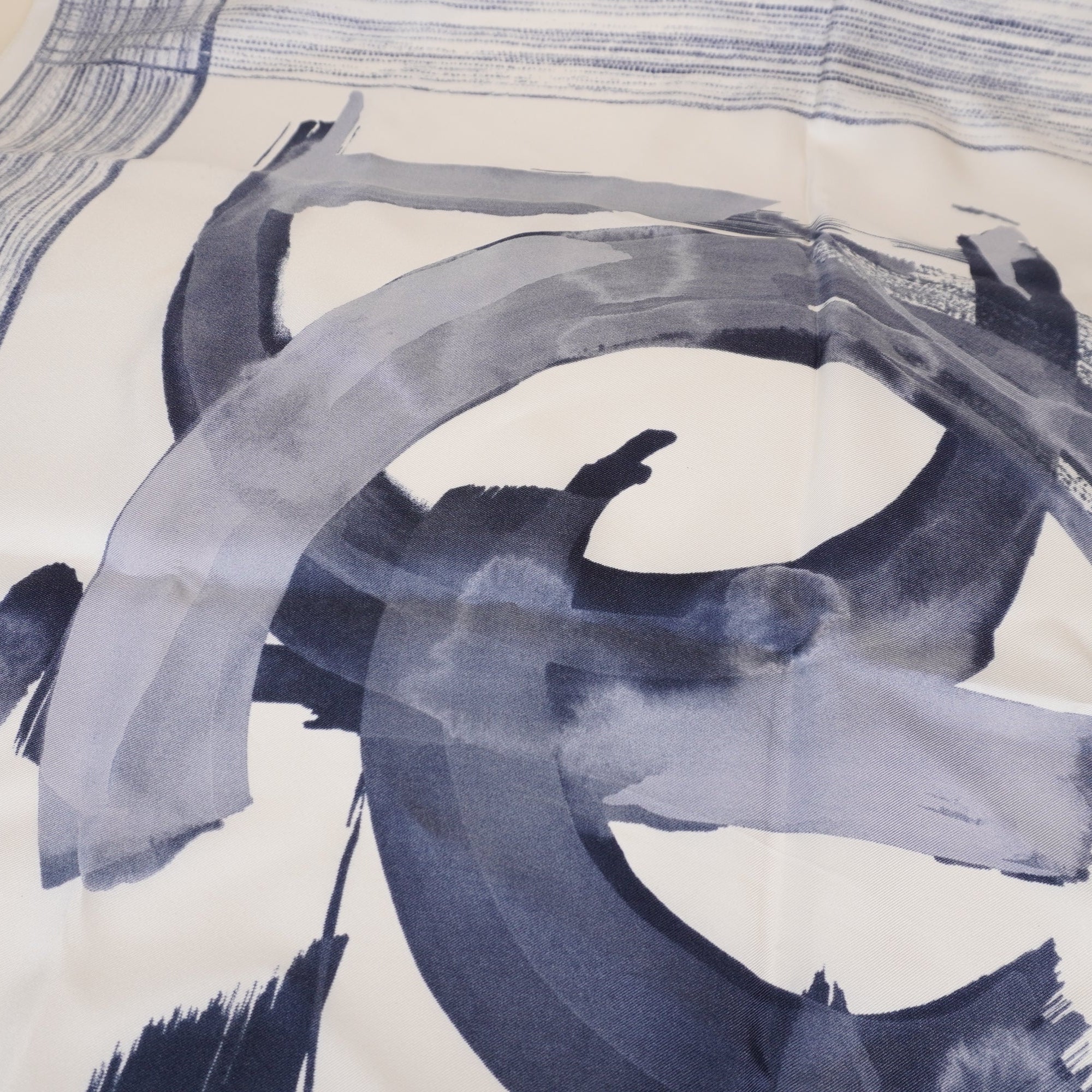 PRE-OWNED Blue White Square Silk Scarf