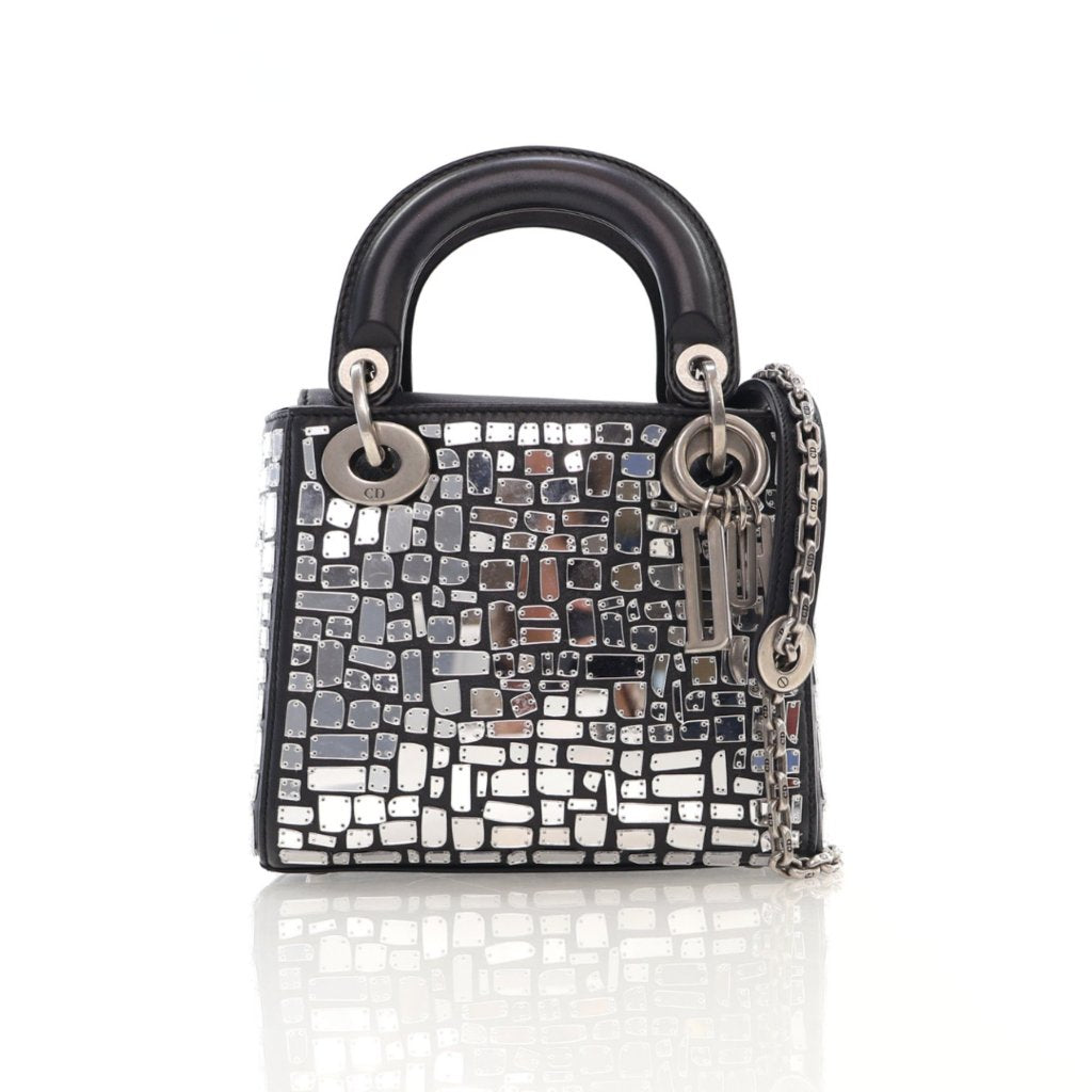 Bolso bandolera Lady Dior Mini de piel de becerro con espejos USADO
