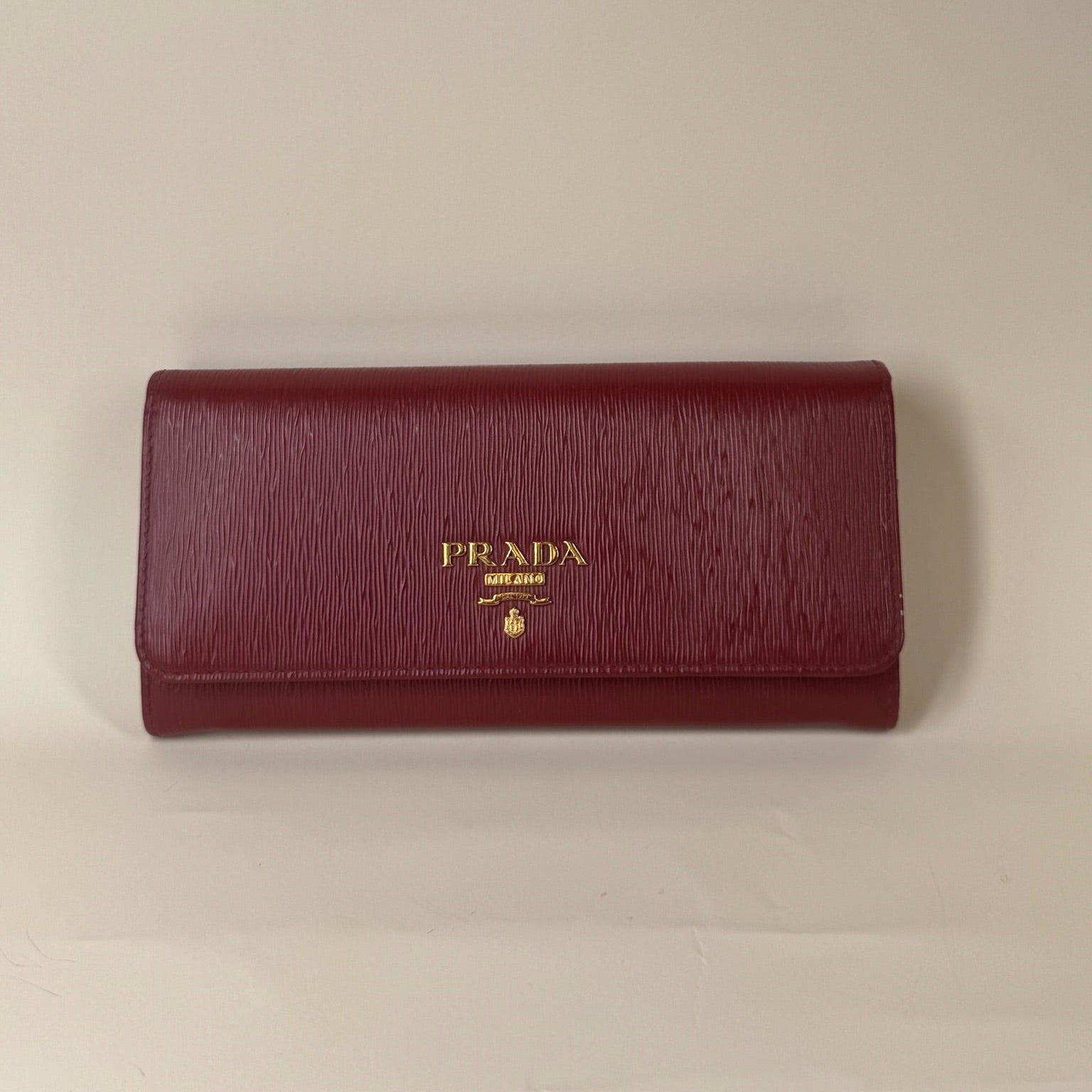 PRE-OWNED Red Saffiano Lux Leather Continental Flap Wallet