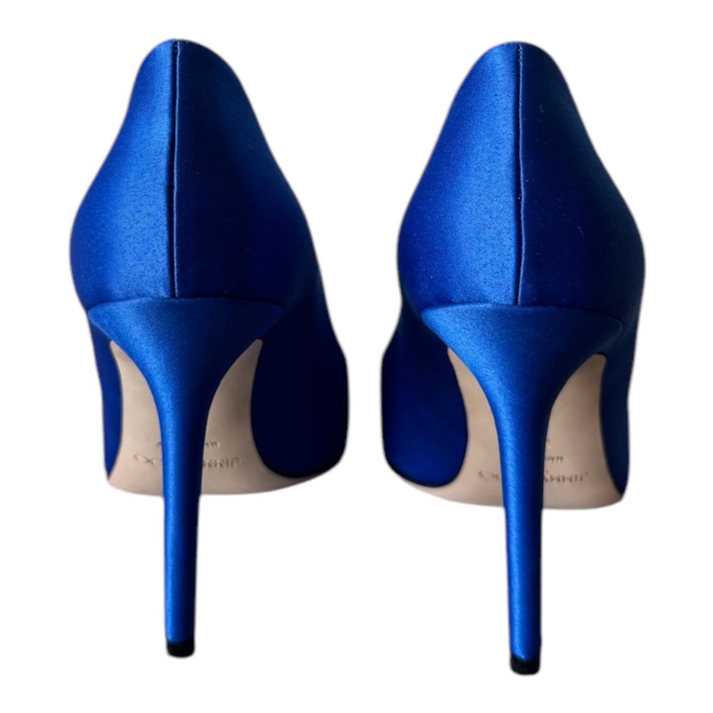 PRE-OWNED Blue Satin Crystal Embellished Manda Pumps