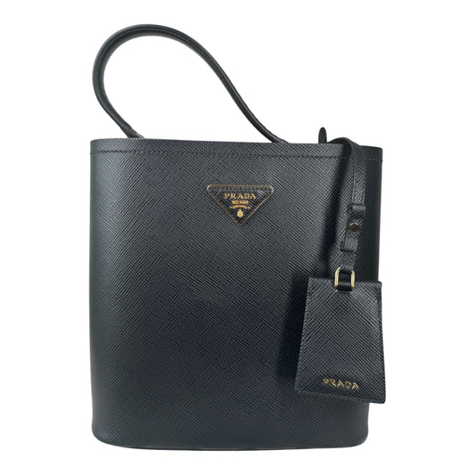 PRE-OWNED Black Panier Medium Saffiano Shoulder Bag