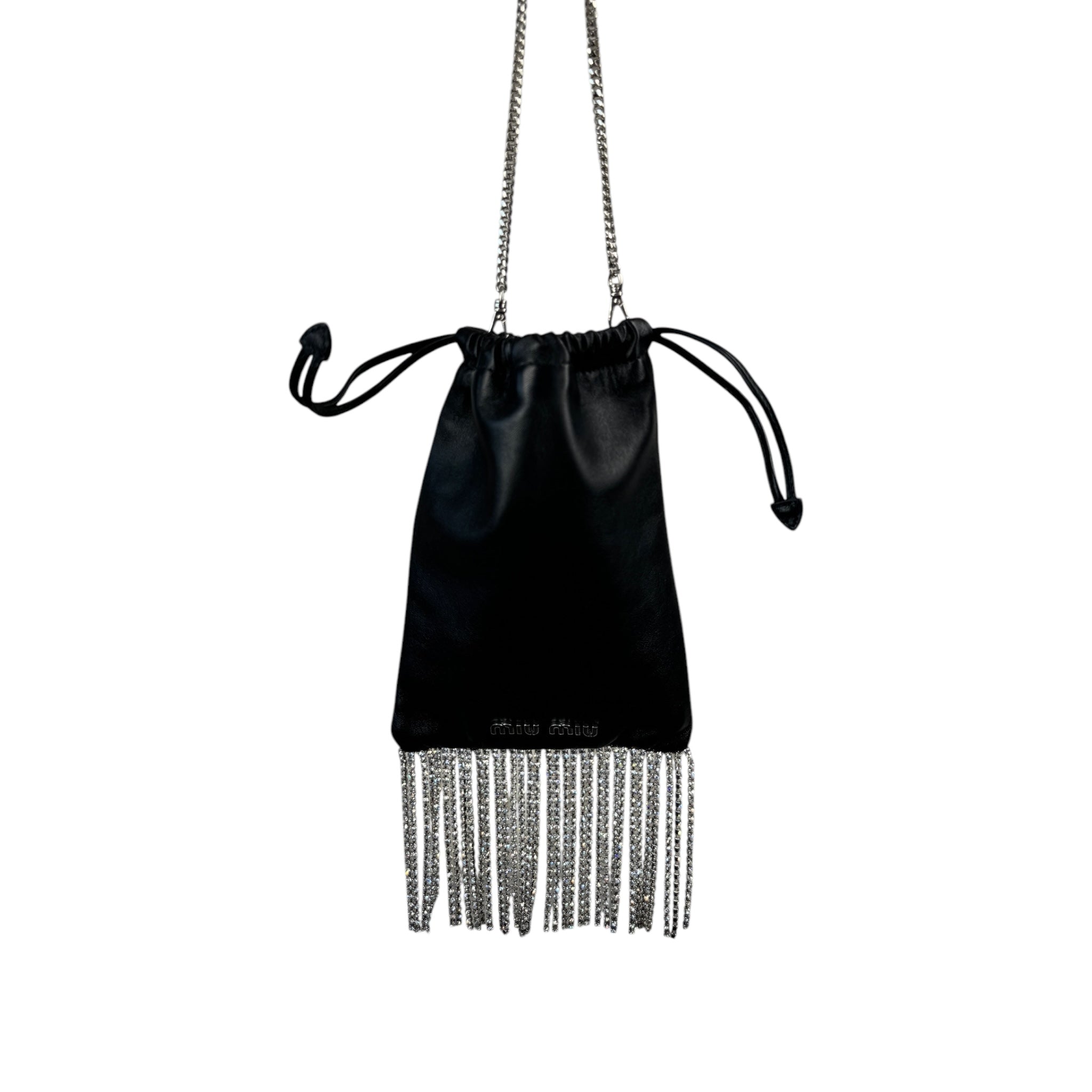 PRE-OWNED Starlight Drawstring Crystal Fringe Pouch Bag