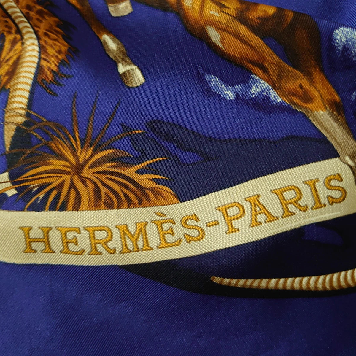 HERMES - Carre 90 Scarf Blue Brown Multi Silk