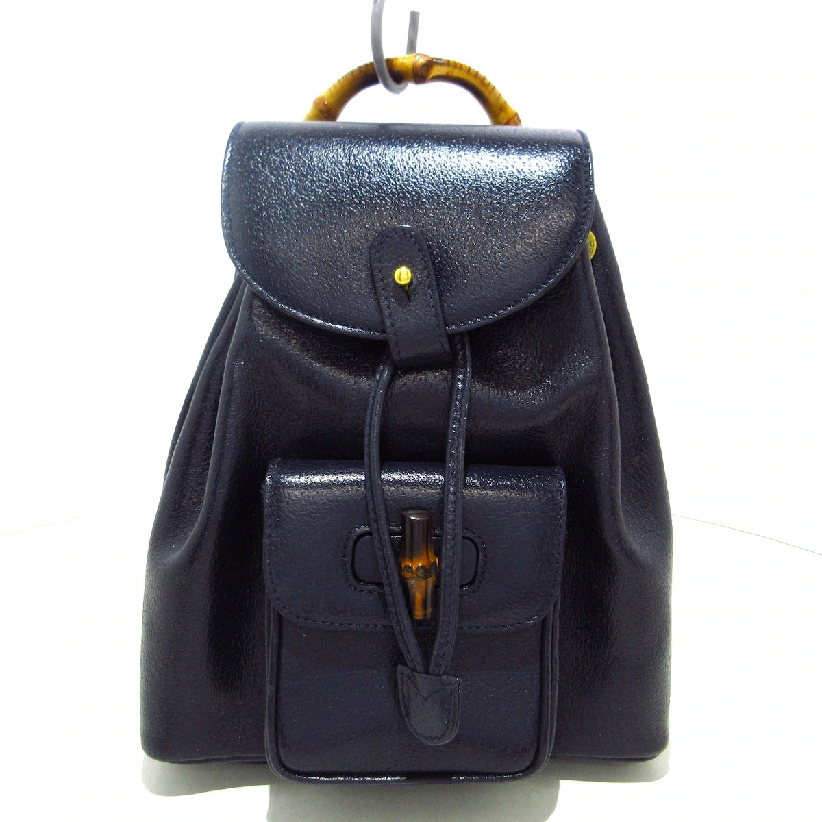 GUCCI - Mochila Bamboo de piel azul marino oscuro