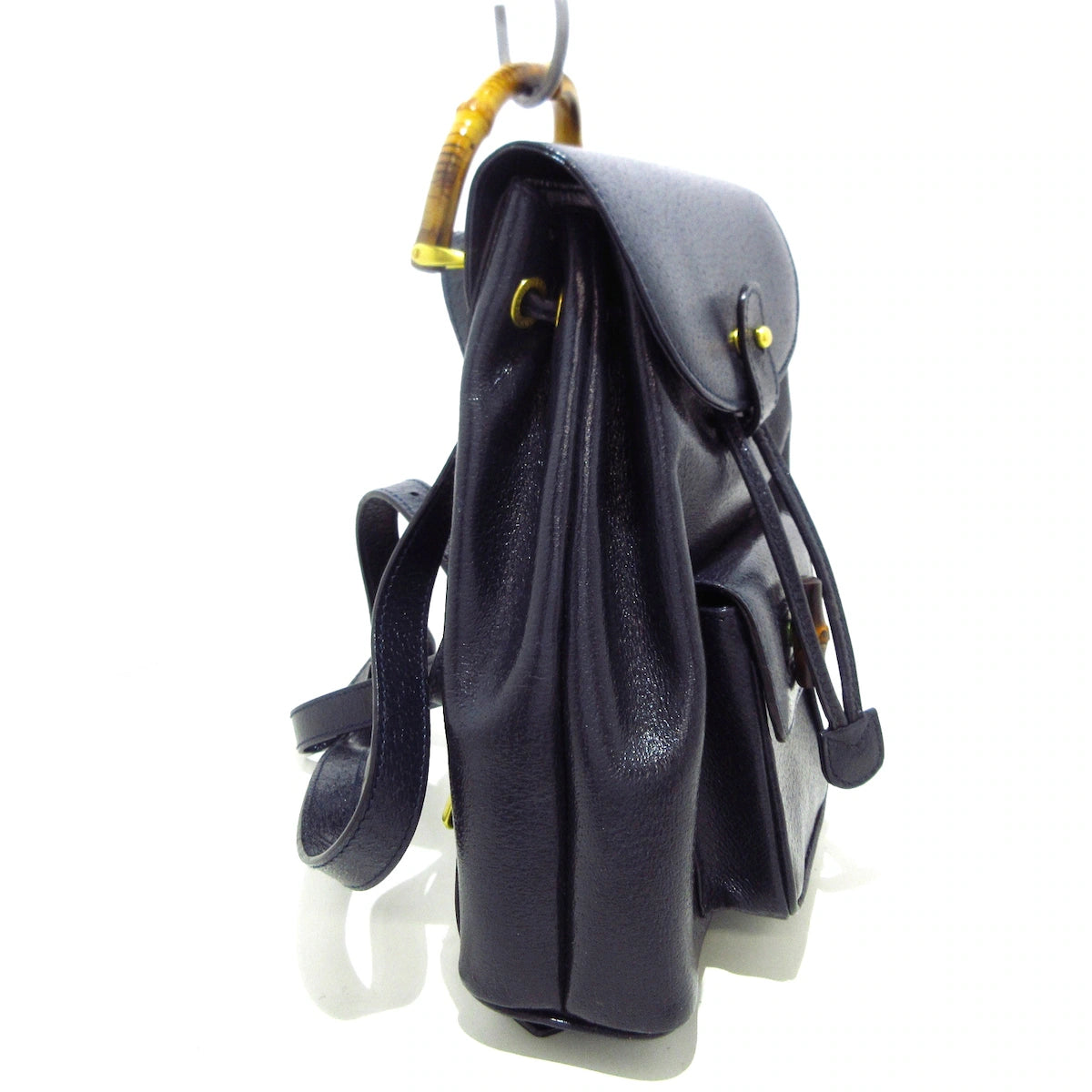 GUCCI - Mochila Bamboo de piel azul marino oscuro