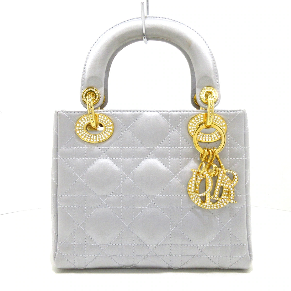 DIOR - Bolso de mano Lady Dior Mini Bag Satén Gris