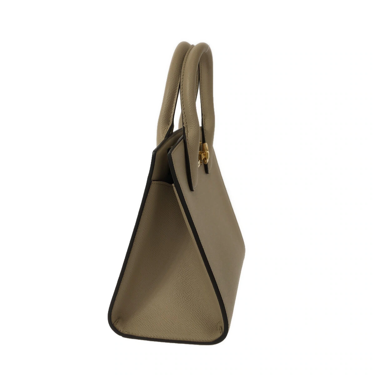 SALVATORE FERRAGAMO - Studio Box Gancini Beige Leather Shoulder Bag