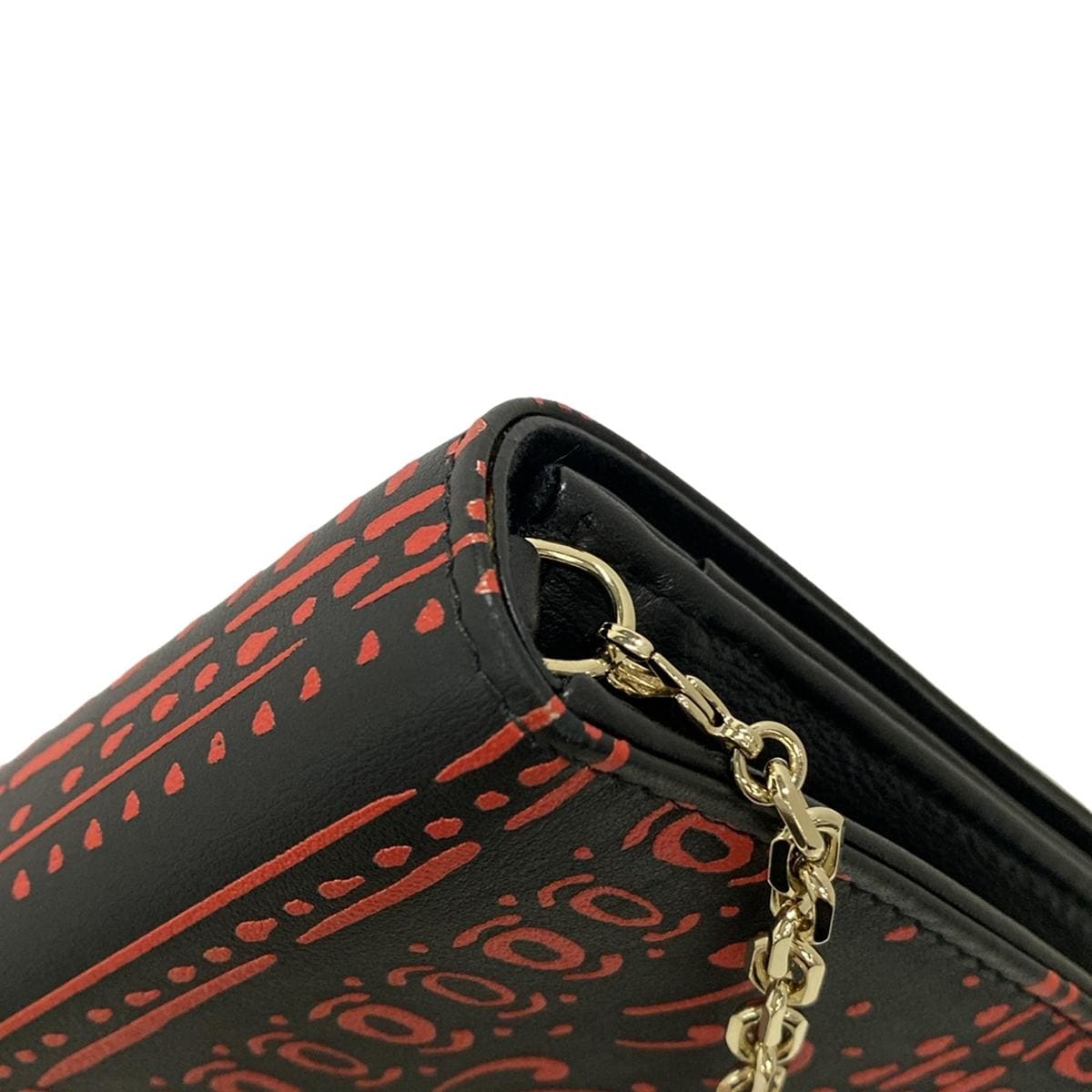 PRE-OWNED CD Black and Red Cards Faces Wallet on a Chain Crossbody Bag