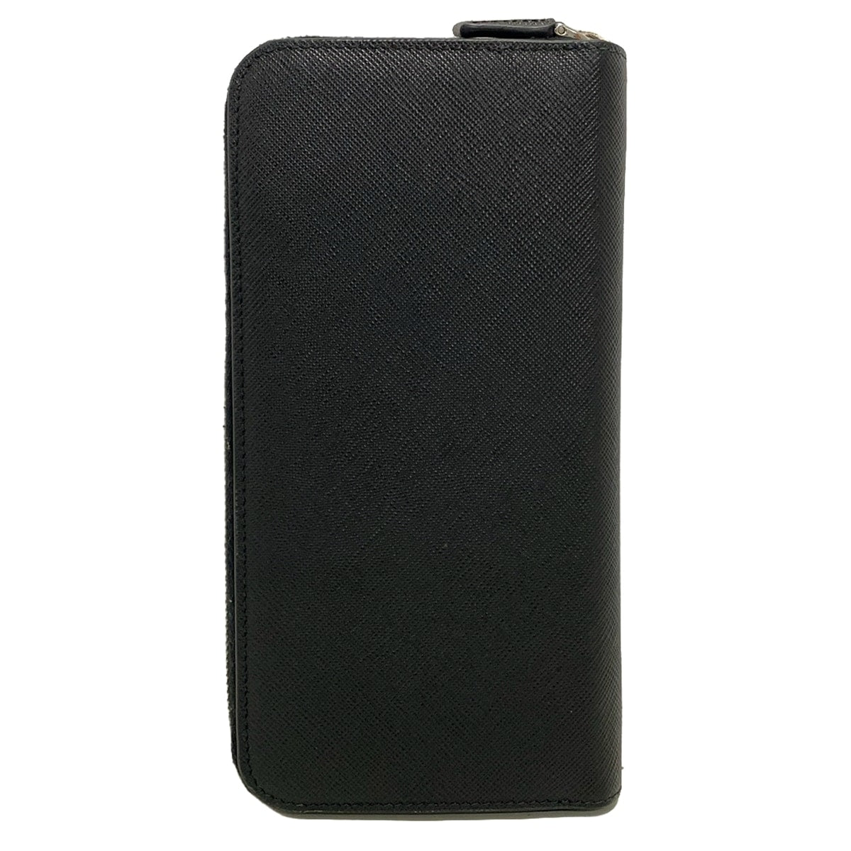 PRE-OWNED Black Leather Long Triangle Wallet