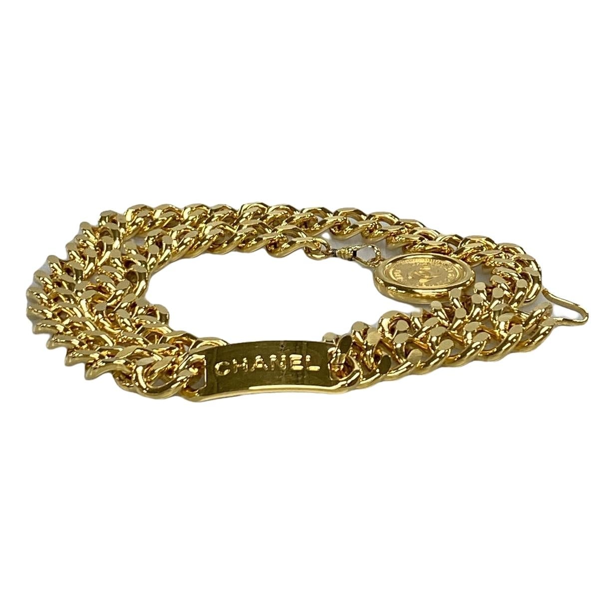 Cinturón con cadena CC y monedas de segunda mano, herrajes dorados
