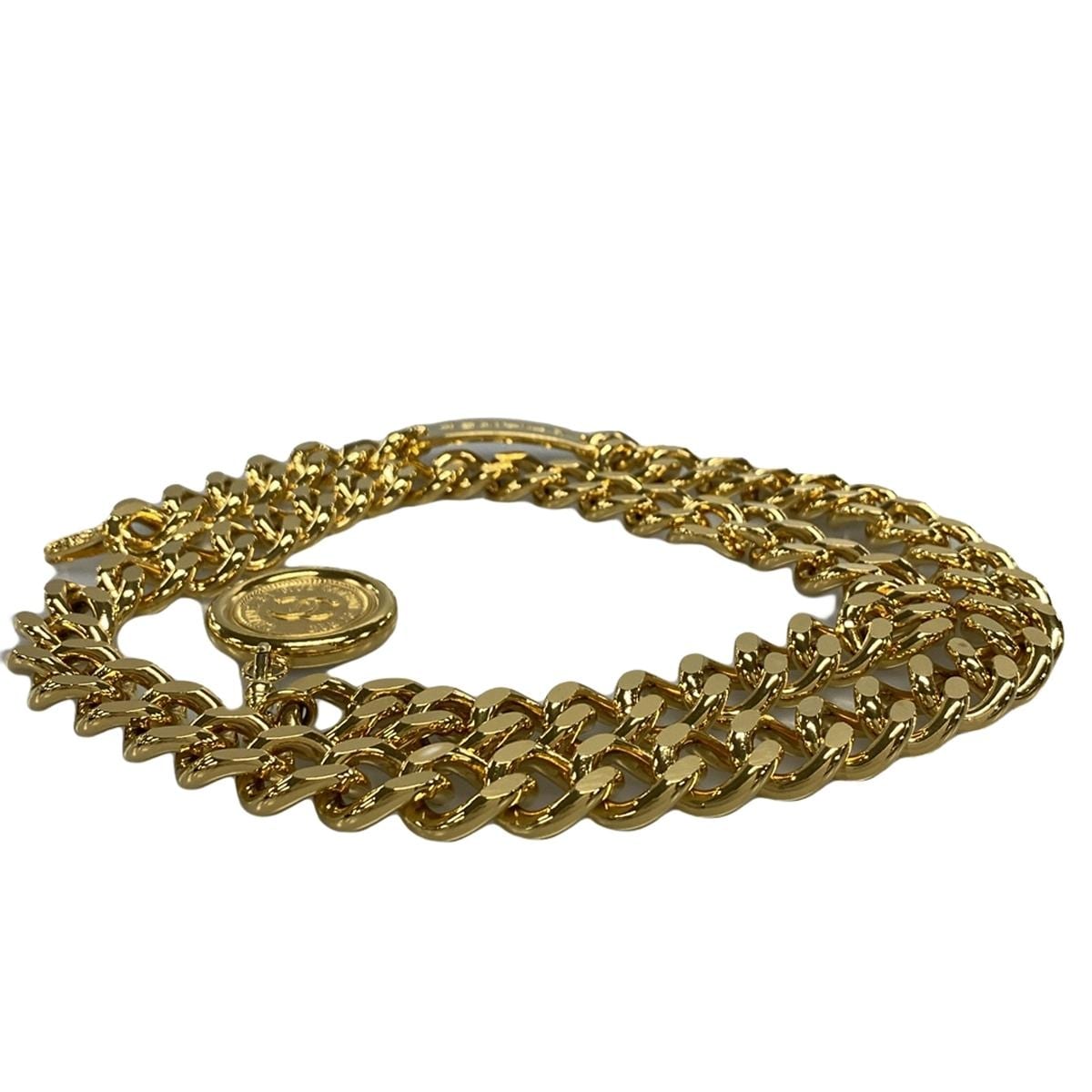 Cinturón con cadena CC y monedas de segunda mano, herrajes dorados