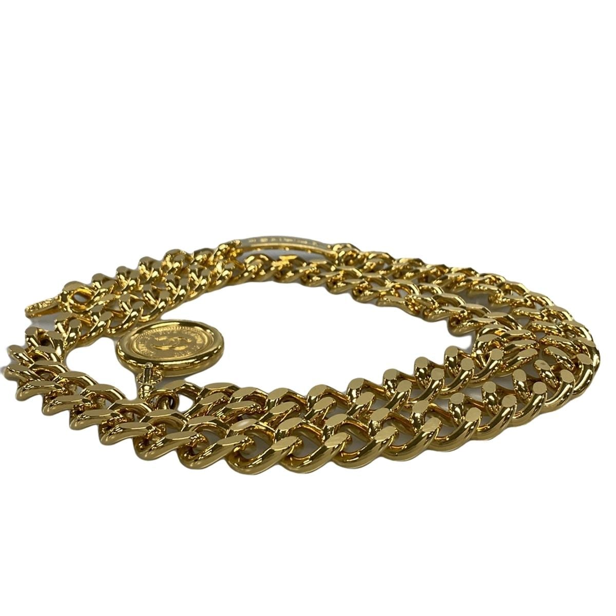 PRE-OWNED CC Chain Coin Belt Gold Hardware