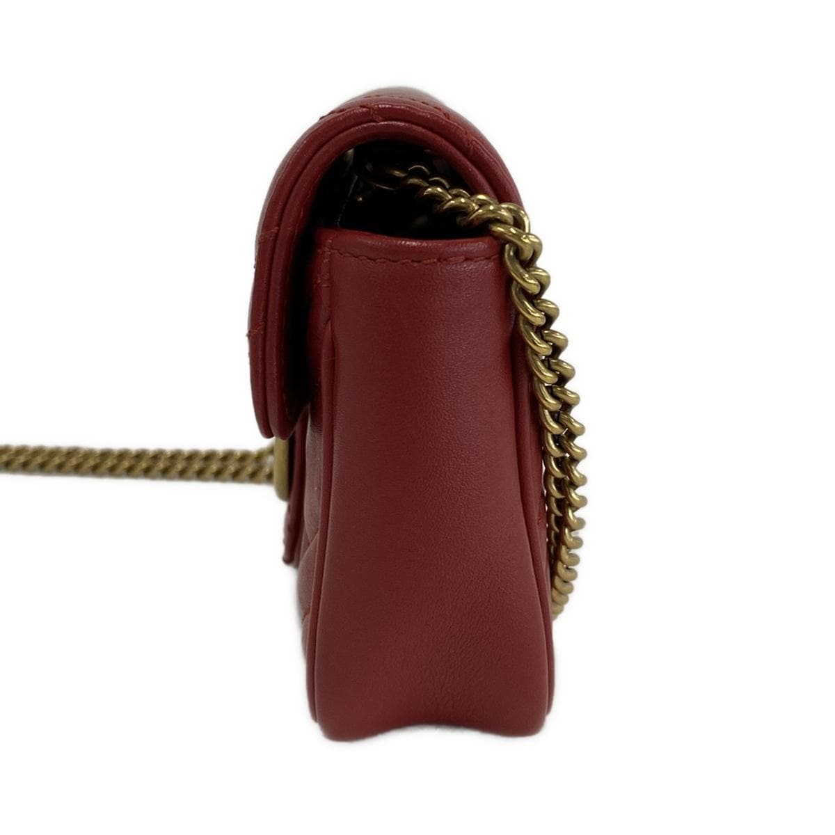 Bolso de hombro Super Mini GG Marmont de piel roja de segunda mano