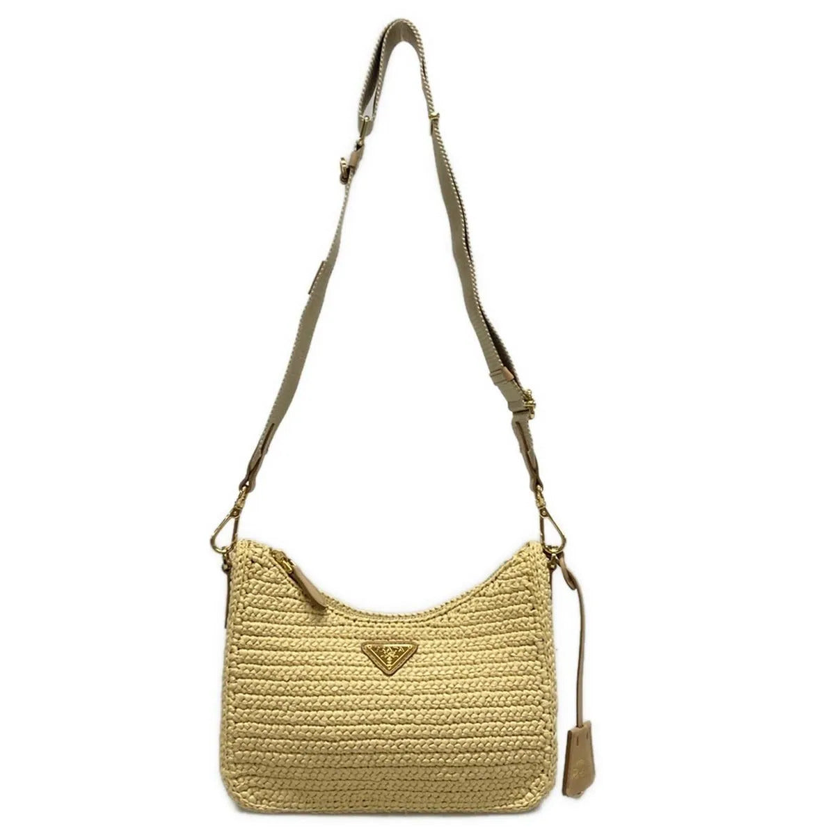 Bolso bandolera de rafia beige de crochet reedición 2005 USADO