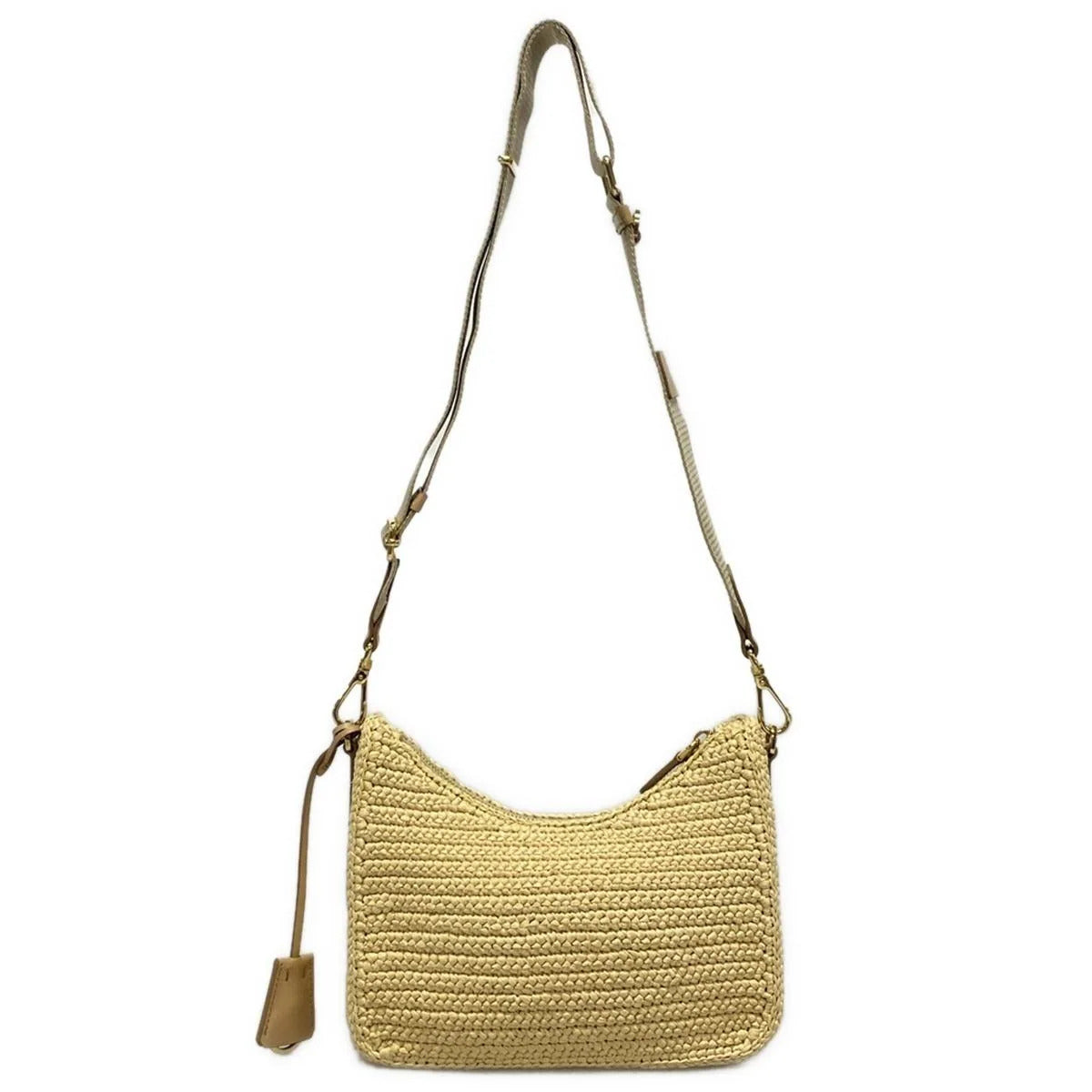 Bolso bandolera de rafia beige de crochet reedición 2005 USADO