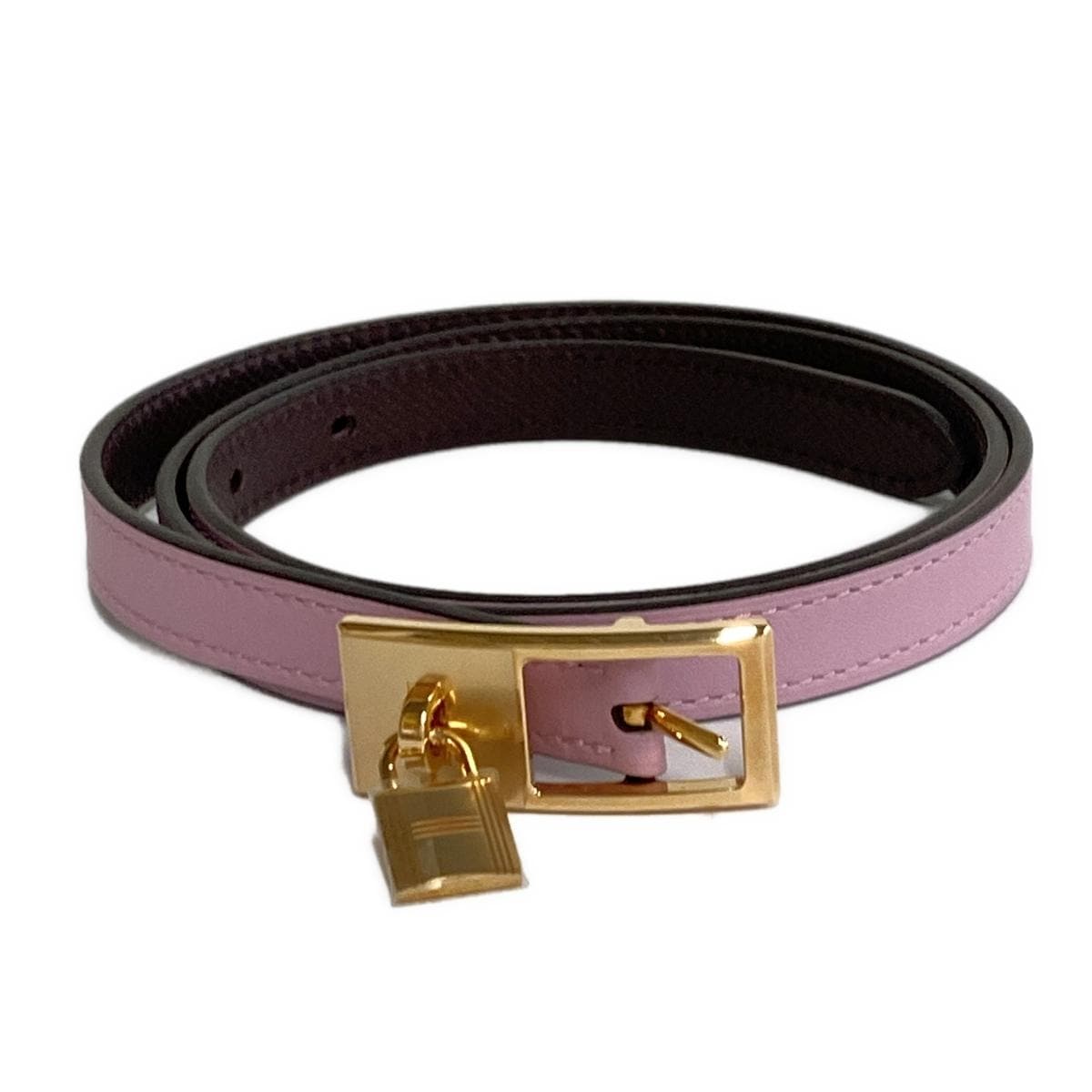 Cinturón Lucky de Sellier Swift Epsom, color malva, Sylvestre Rouge, de segunda mano