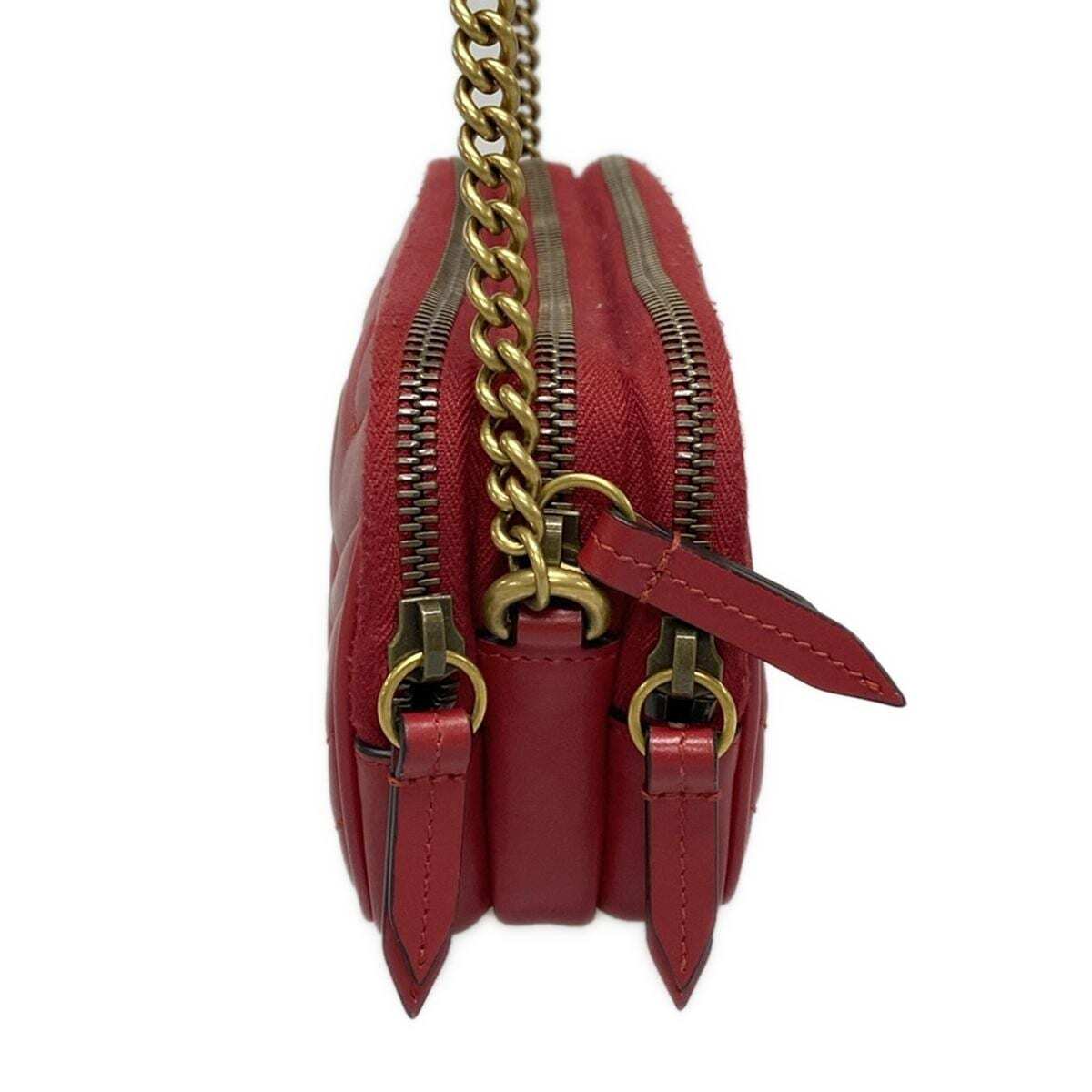 Bolso bandolera de piel roja GG Marmont de segunda mano
